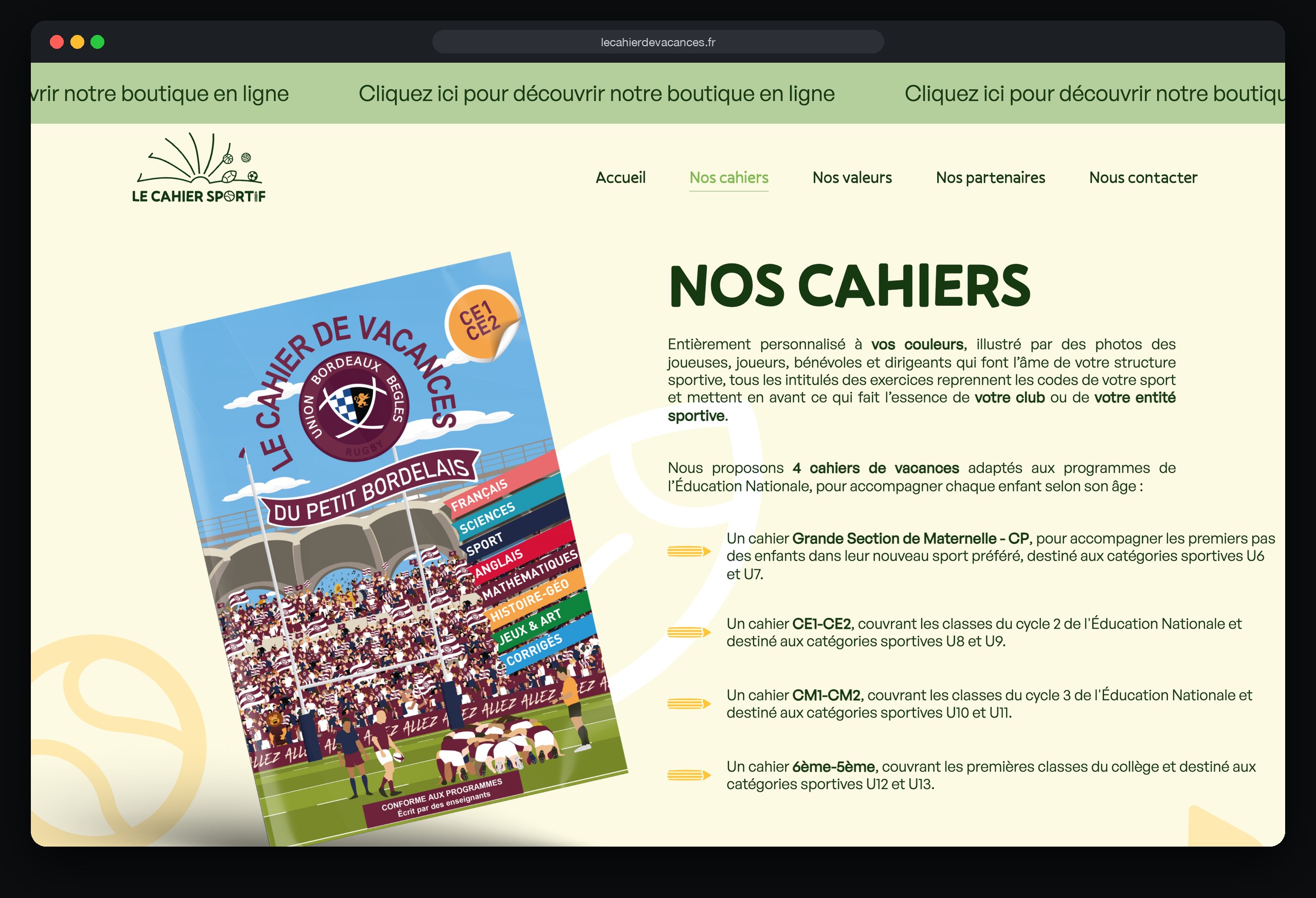 Le Cahier Sportif 1 Le Cahier Sportif : page Nos cahiers