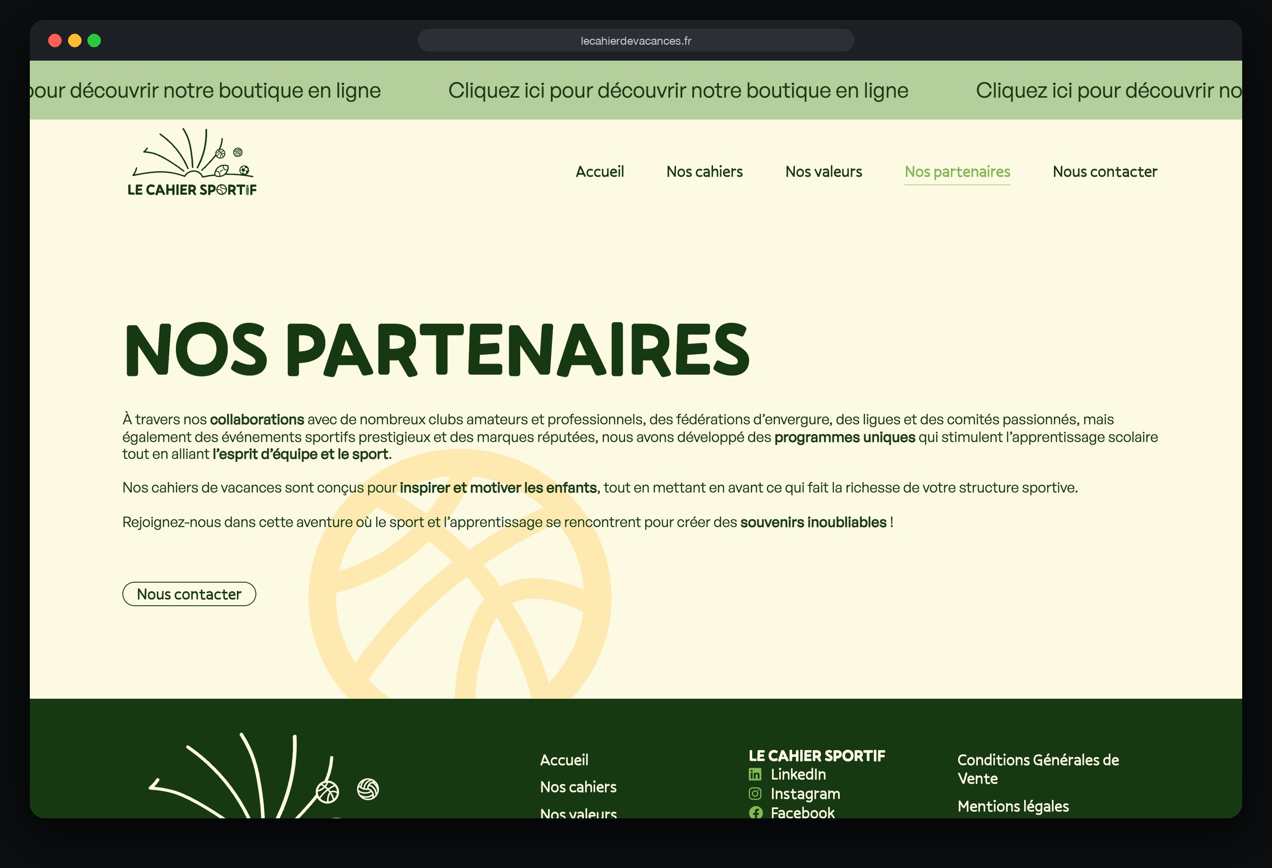 Le Cahier Sportif 3 Le Cahier Sportif : page Nos partenaires