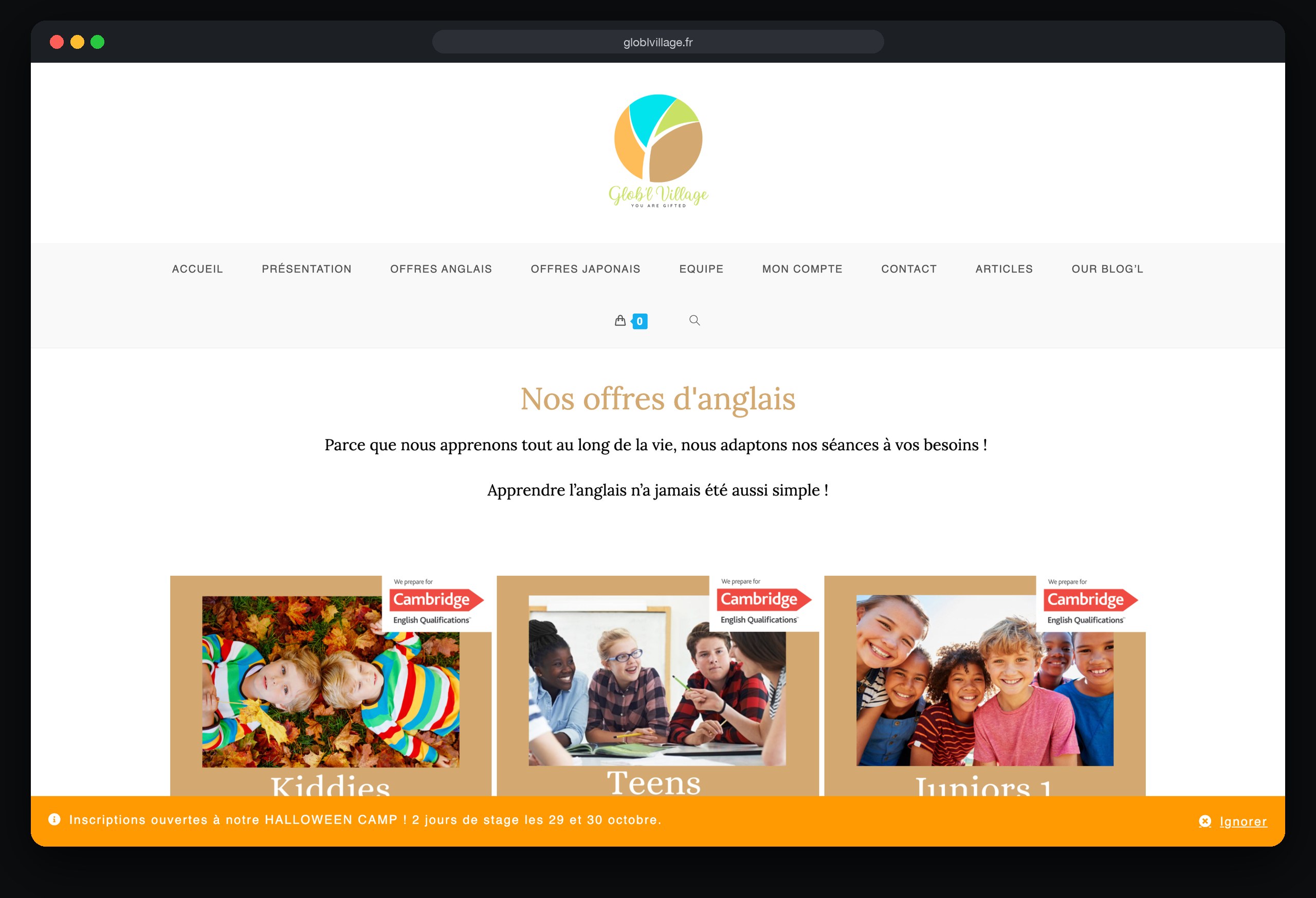 Glob'l Village : page Shop