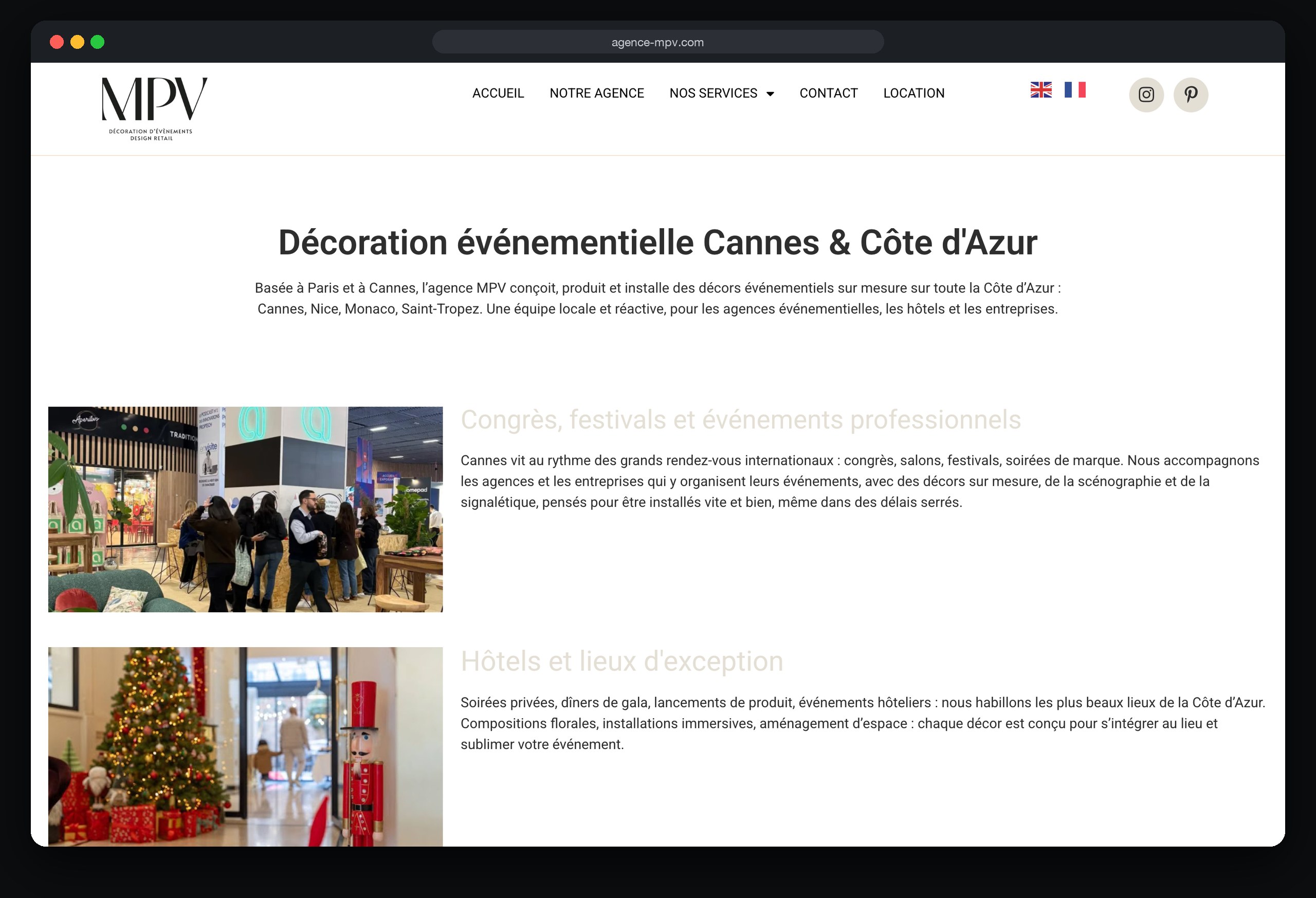 Agence MPV : page Decoration evenementielle cannes cote dazur