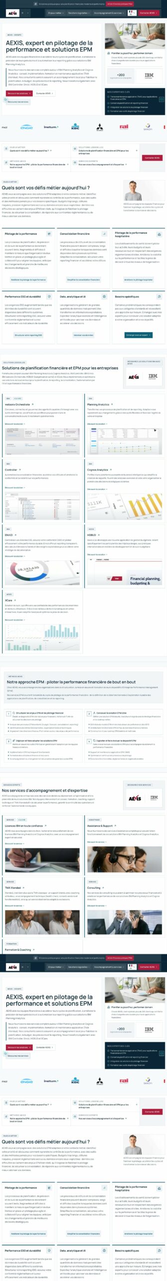 Aexis : page d’accueil complète sur ordinateur