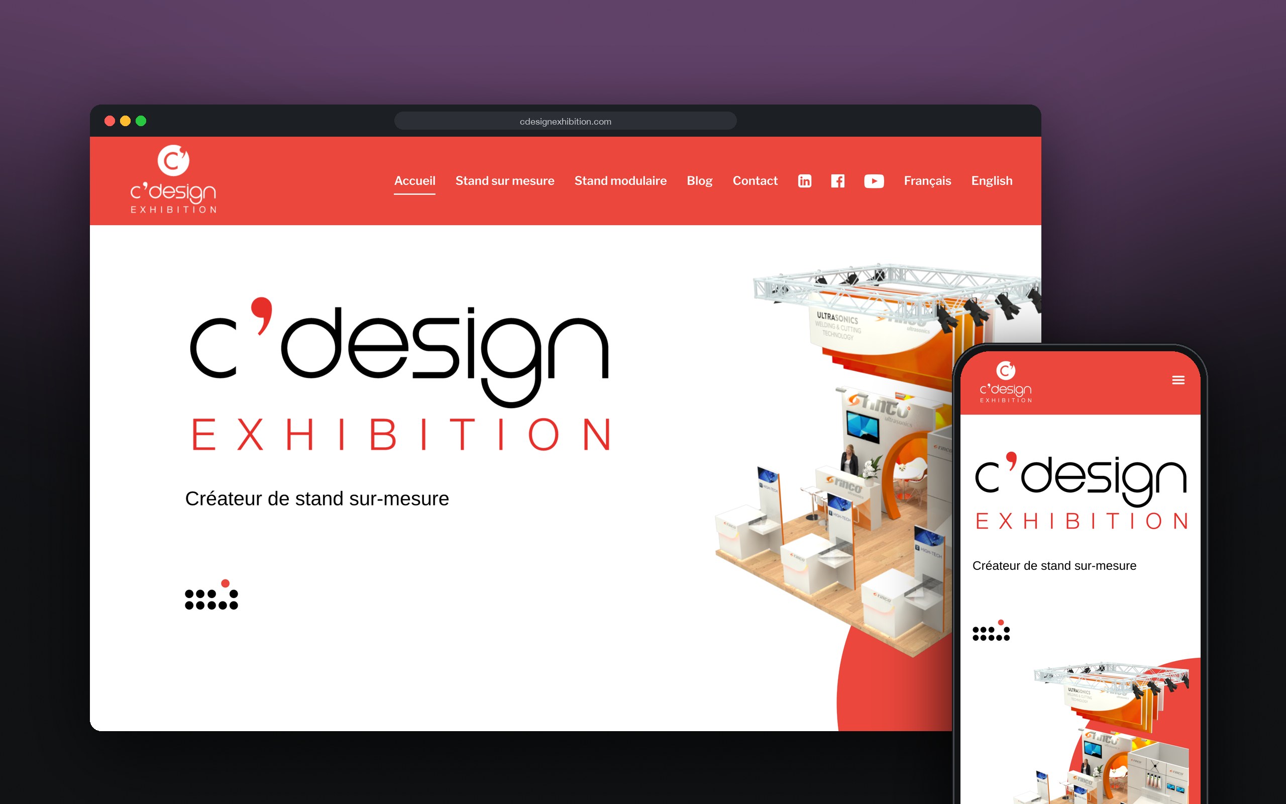 C'design Exhibition : site présenté sur ordinateur et mobile