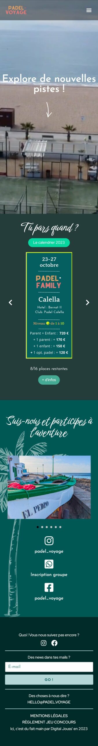 Padel Voyage : version mobile
