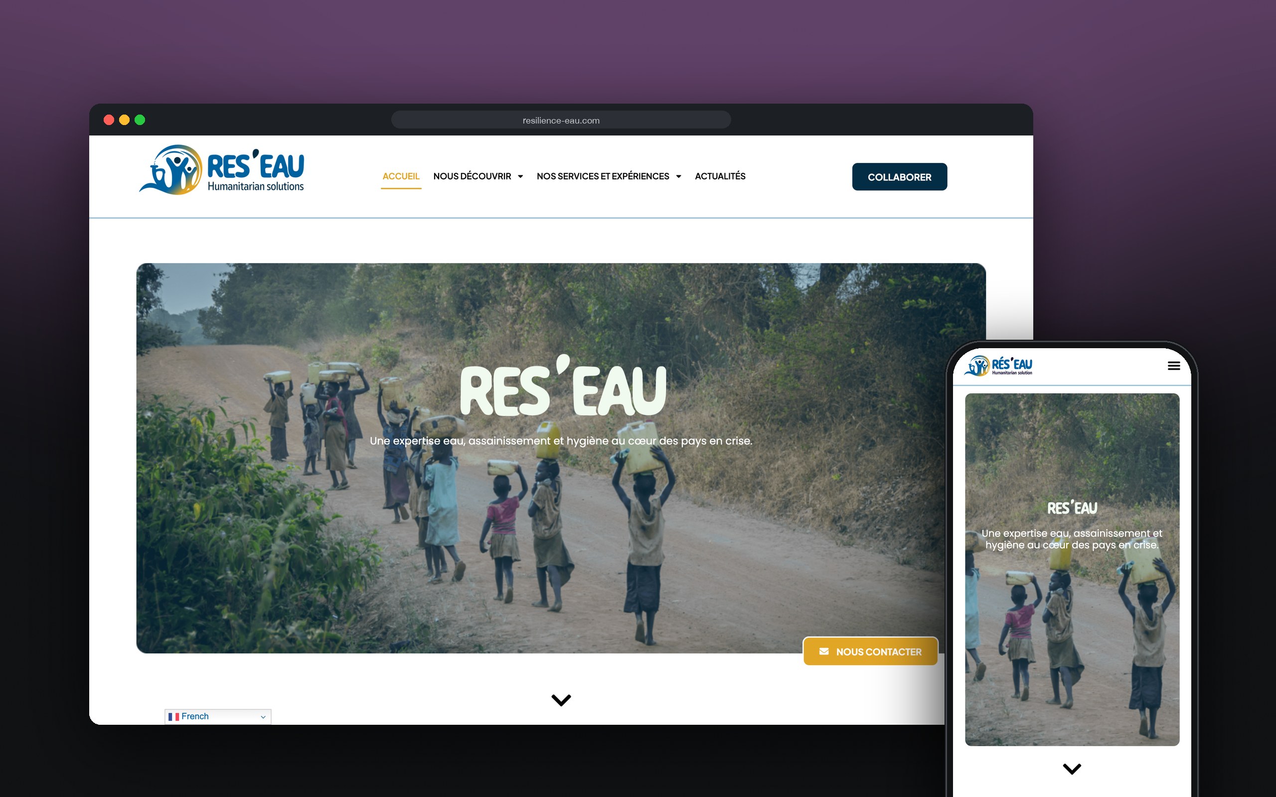 Res'Eau : site présenté sur ordinateur et mobile