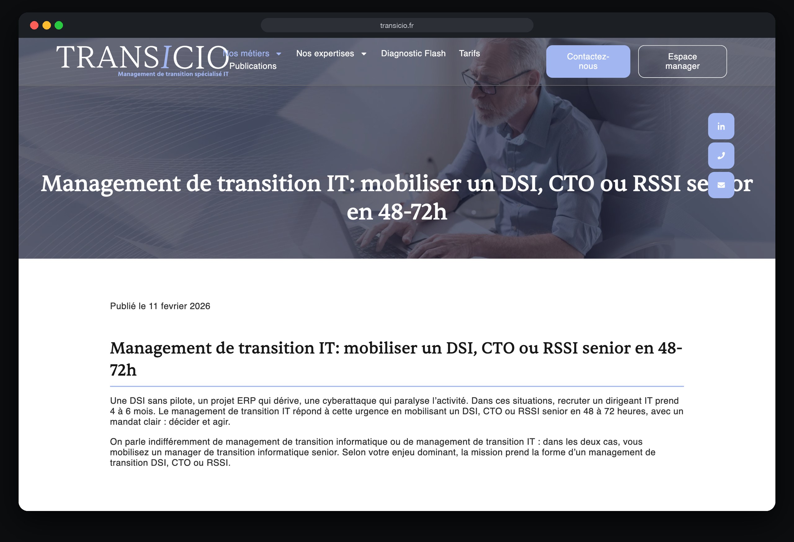 Transicio : page Management de transition it