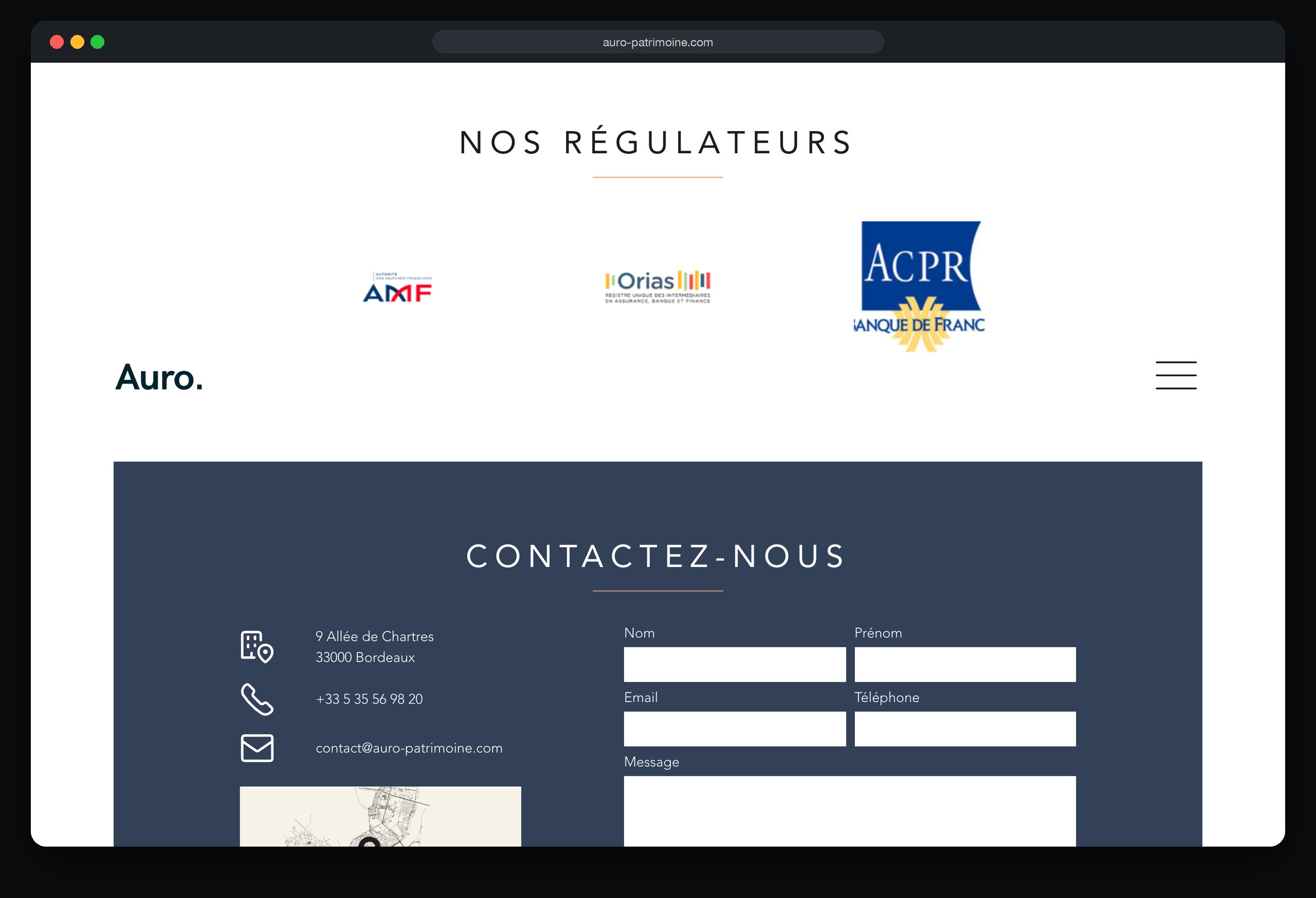 Auro. Patrimoine : une section de la page d’accueil
