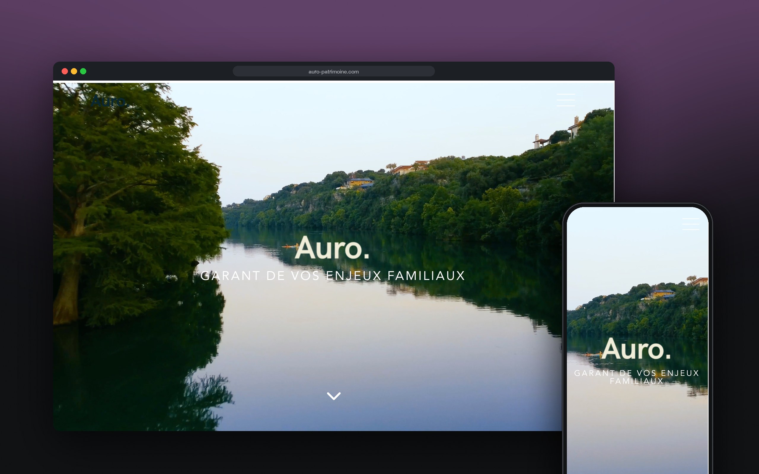 Auro. Patrimoine : site présenté sur ordinateur et mobile