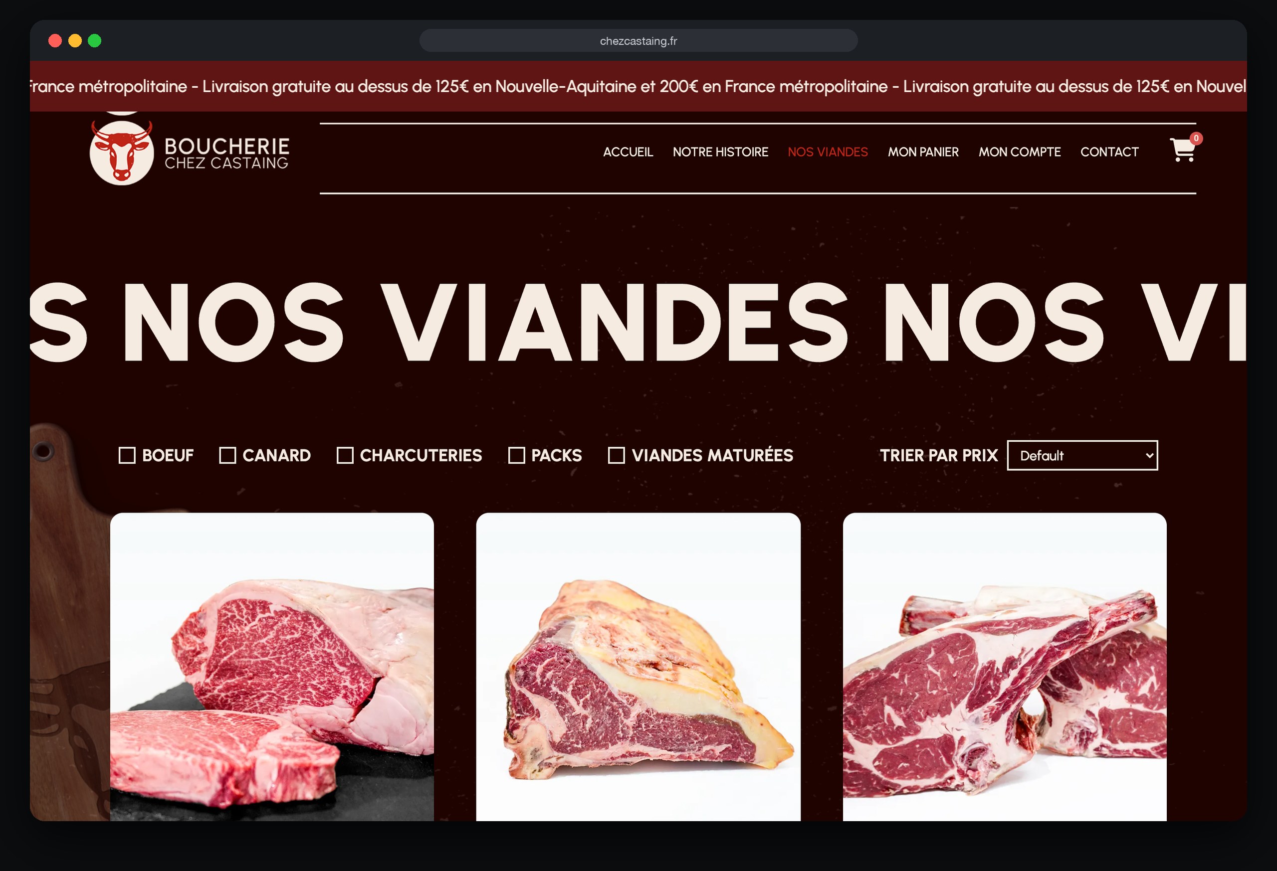 Chez Castaing : page Nos viandes