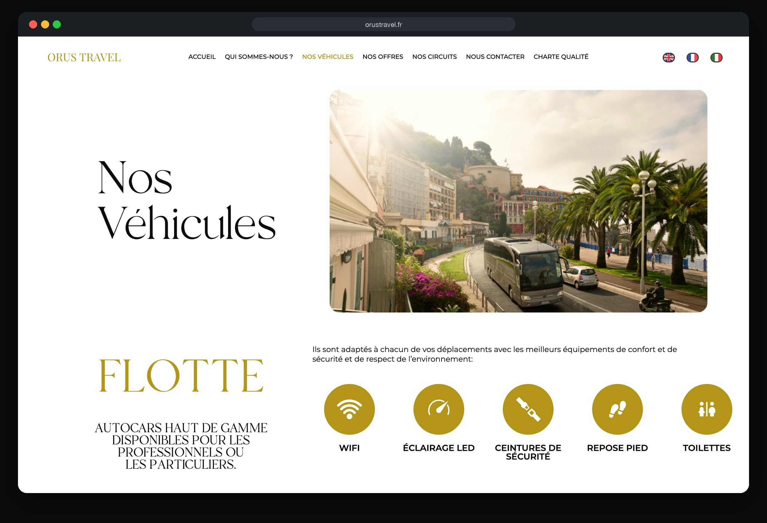 Orus Travel : page Nos vehicules