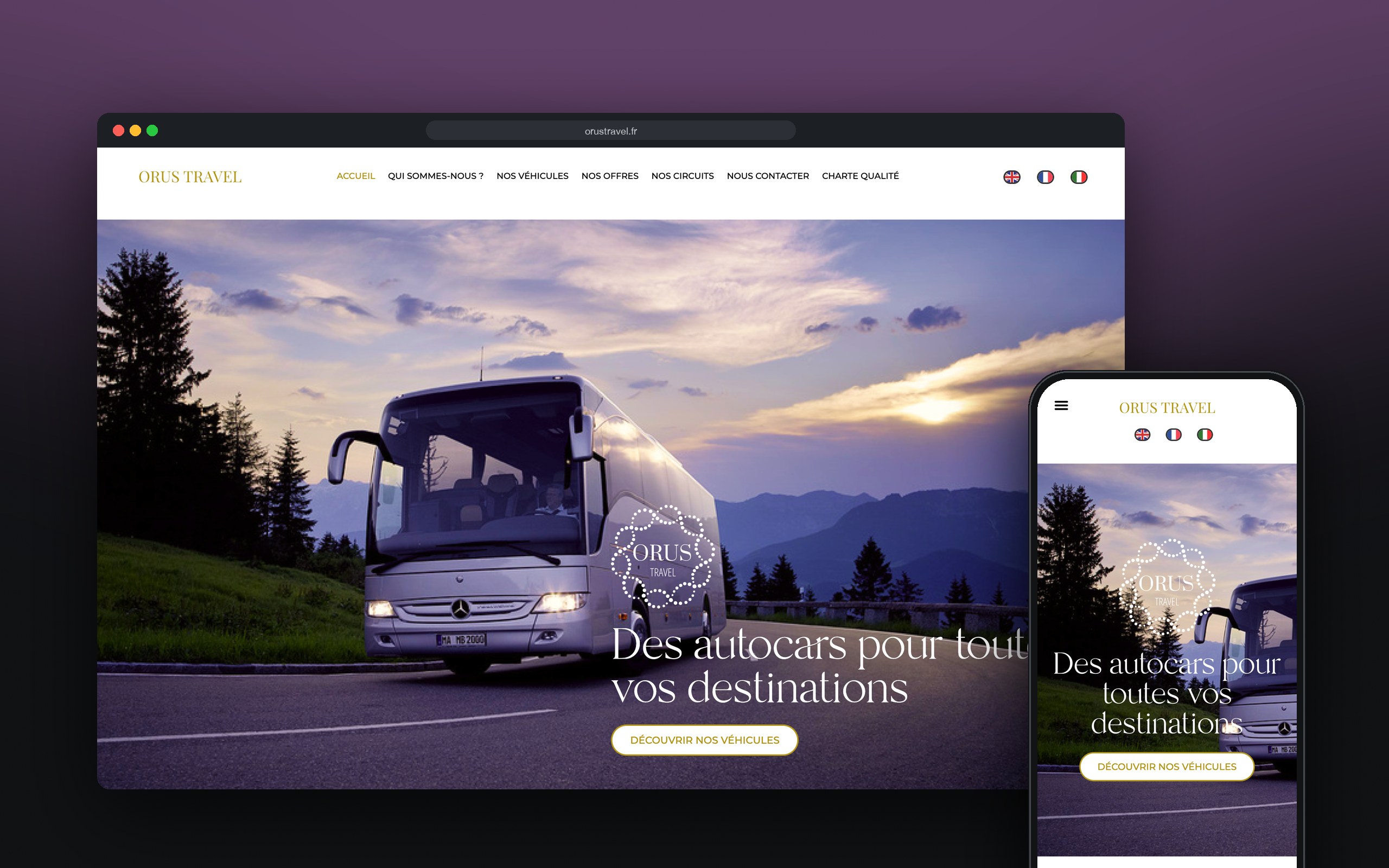 Orus Travel : site présenté sur ordinateur et mobile