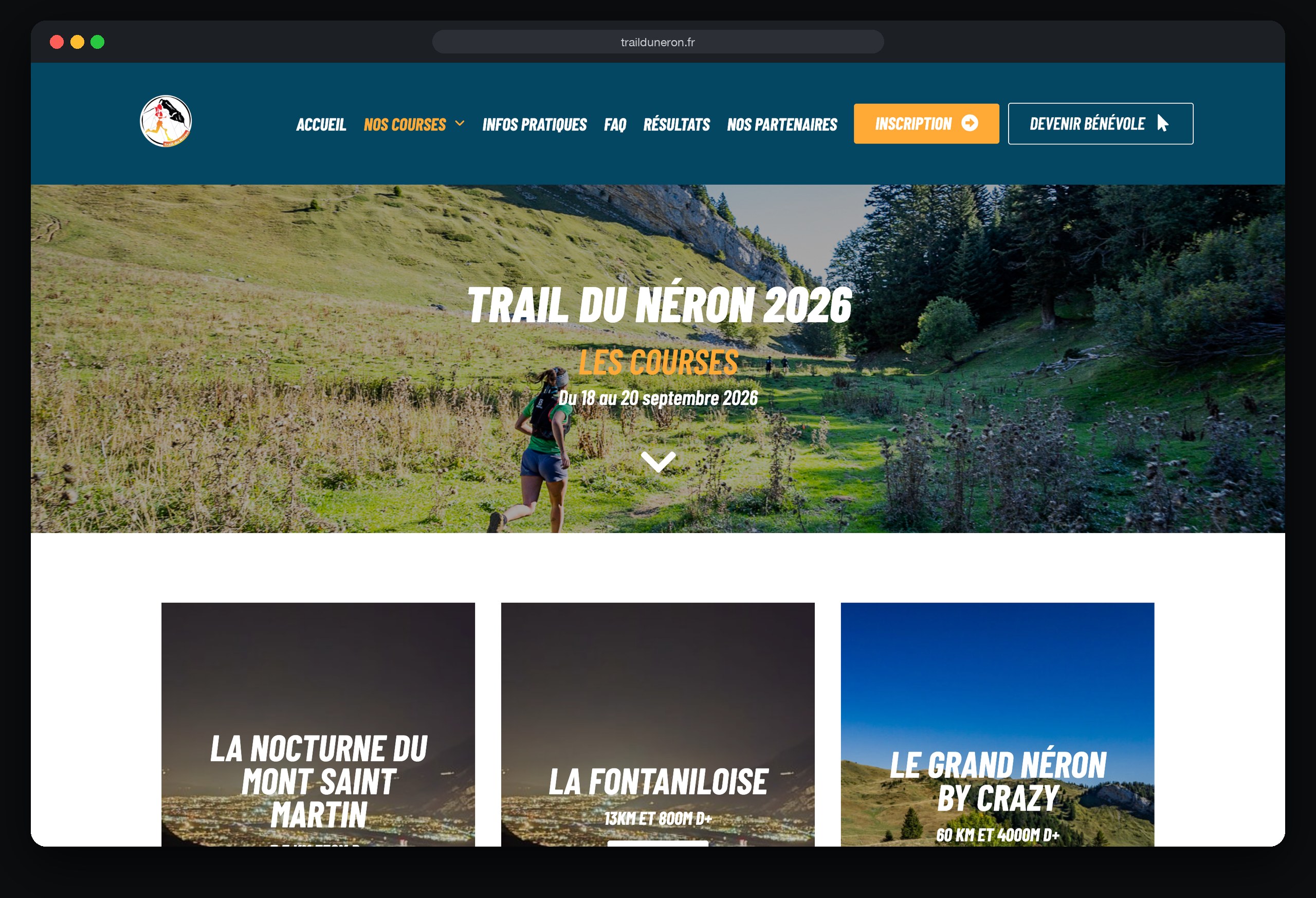 Trail du Néron : page Nos courses