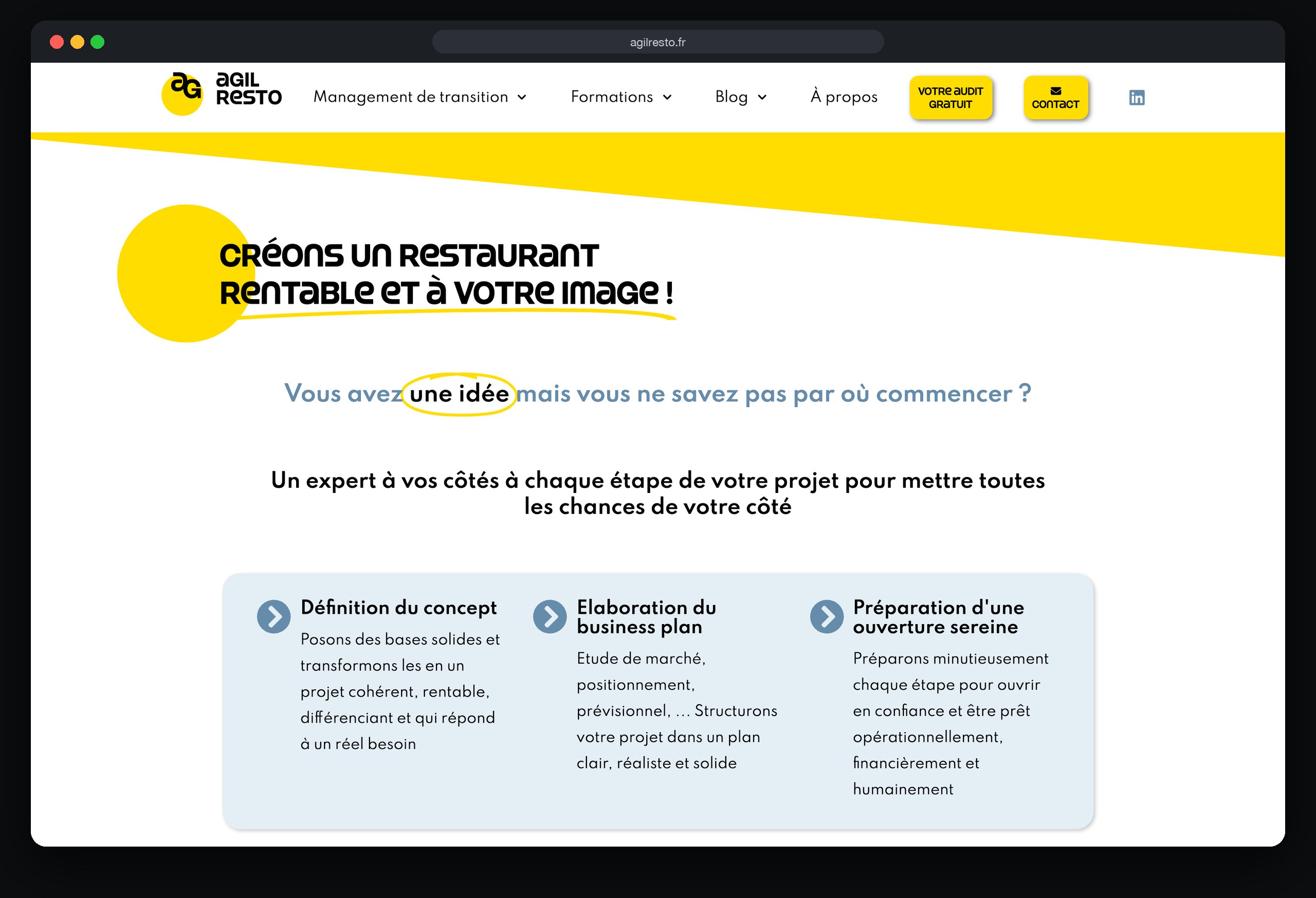 Agil Resto : page Ouvrez votre restaurant