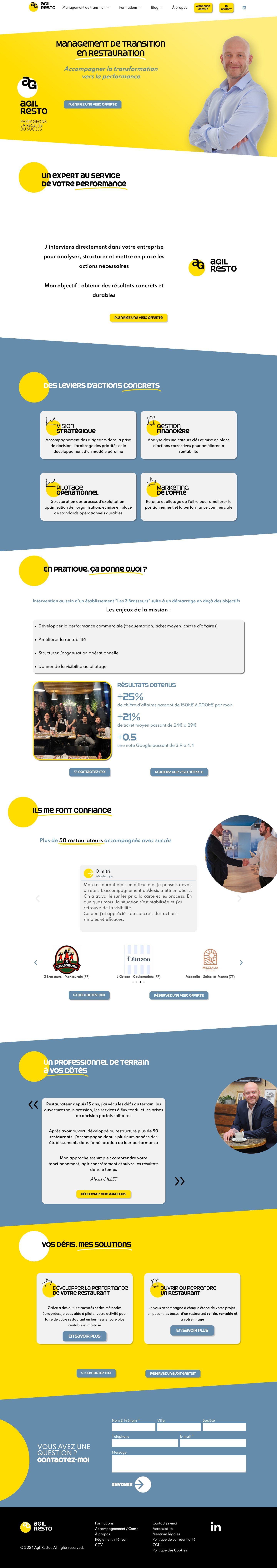 Agil Resto : page d’accueil complète sur ordinateur