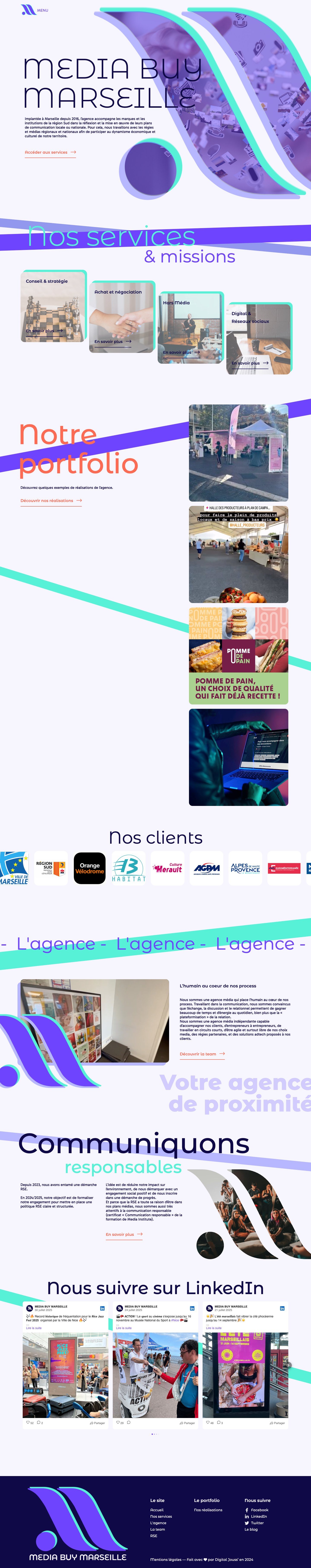 Media Buy Marseille : page d’accueil complète sur ordinateur