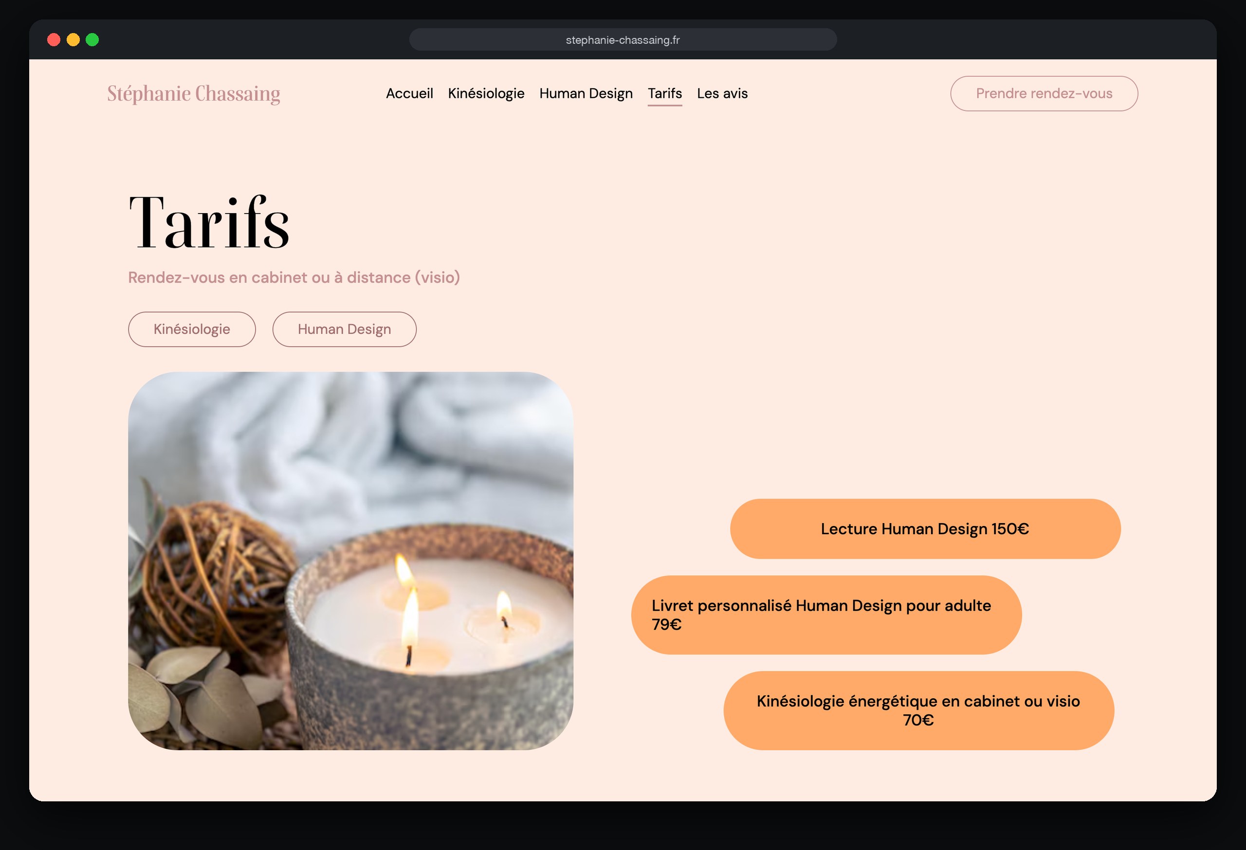 Stéphanie Chassaing : page Mes tarifs