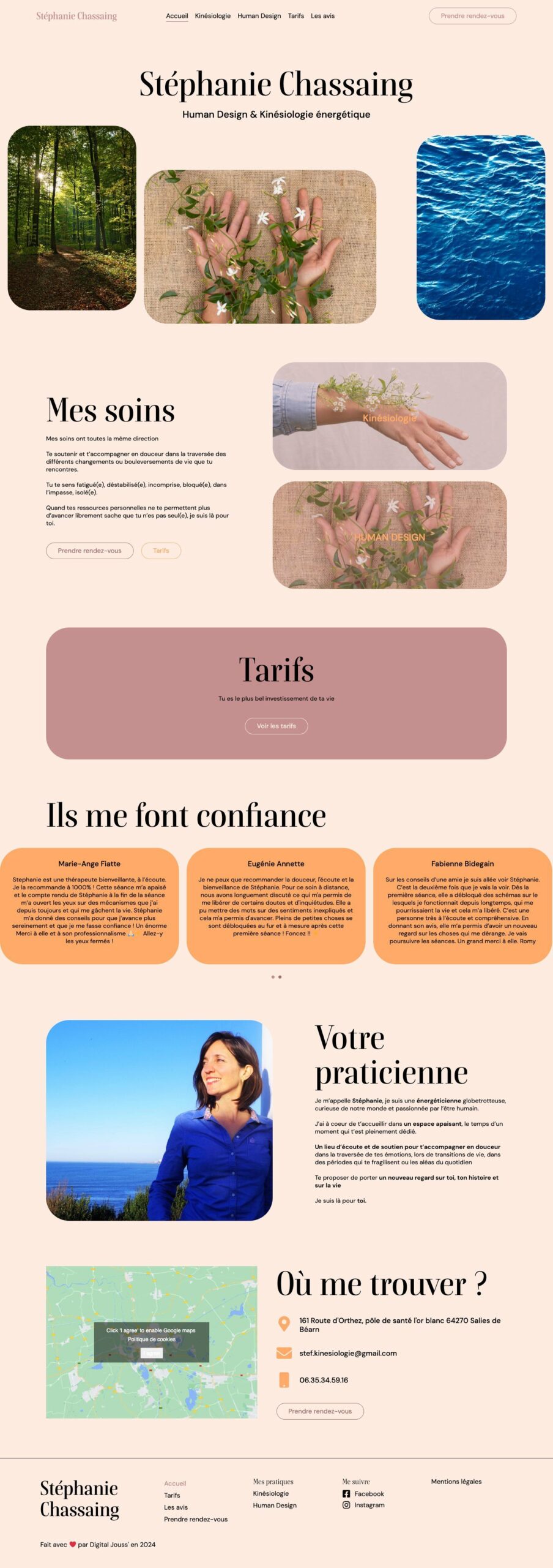 Stéphanie Chassaing : page d’accueil complète sur ordinateur