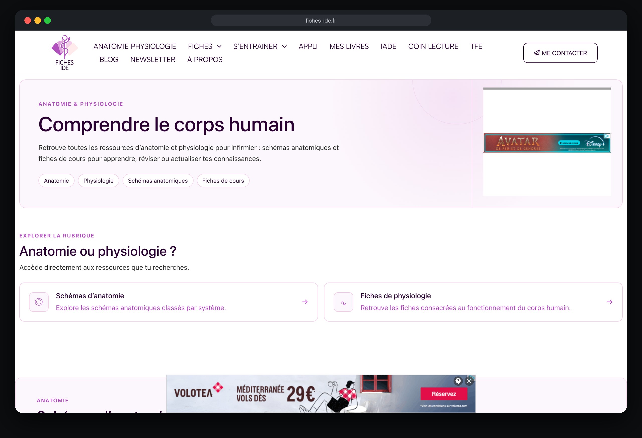 Fiches IDE : page Anatomie physiologie