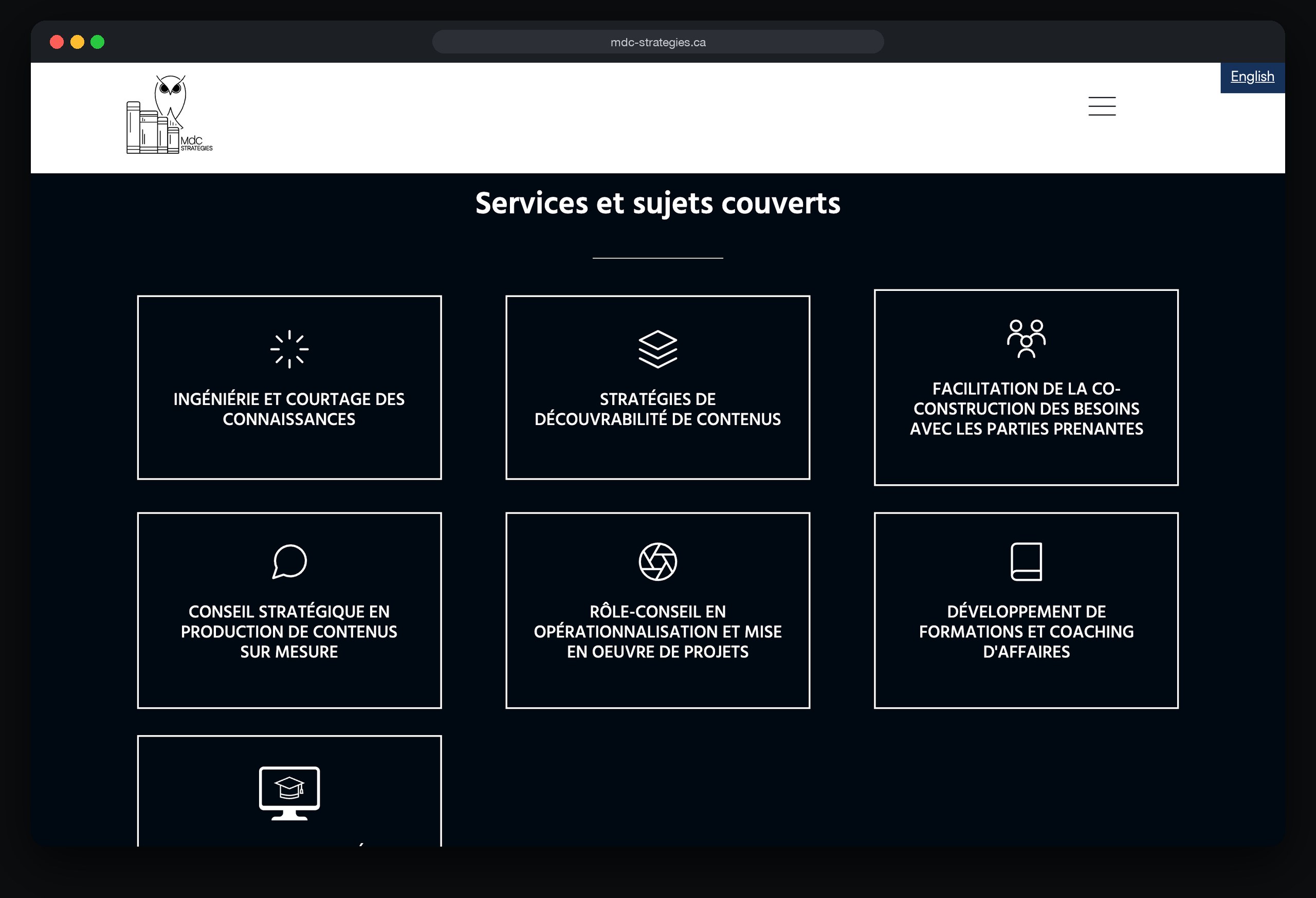 MdC Strategies 1 MdC Strategies : une section de la page d’accueil