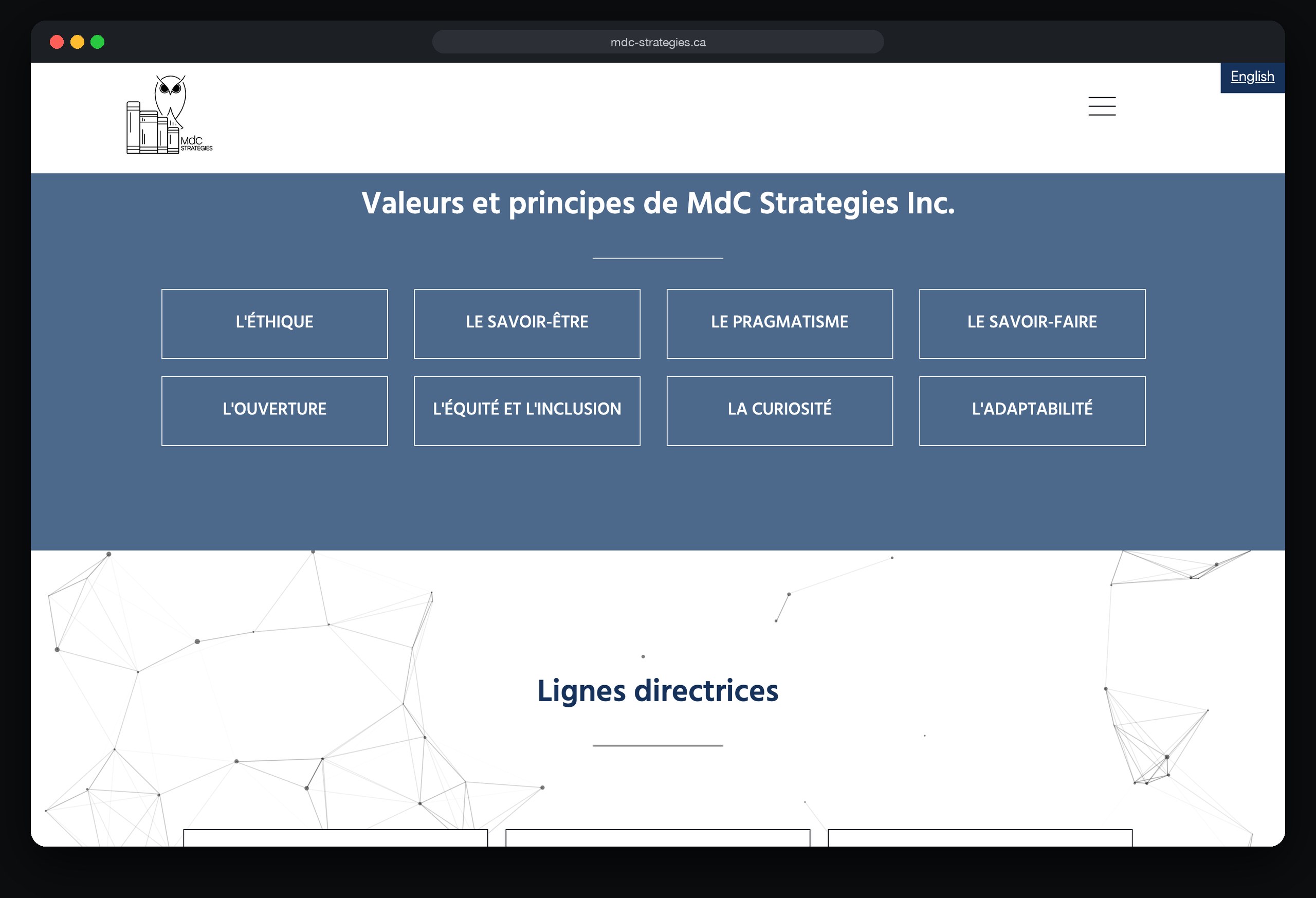 MdC Strategies 2 MdC Strategies : une section de la page d’accueil