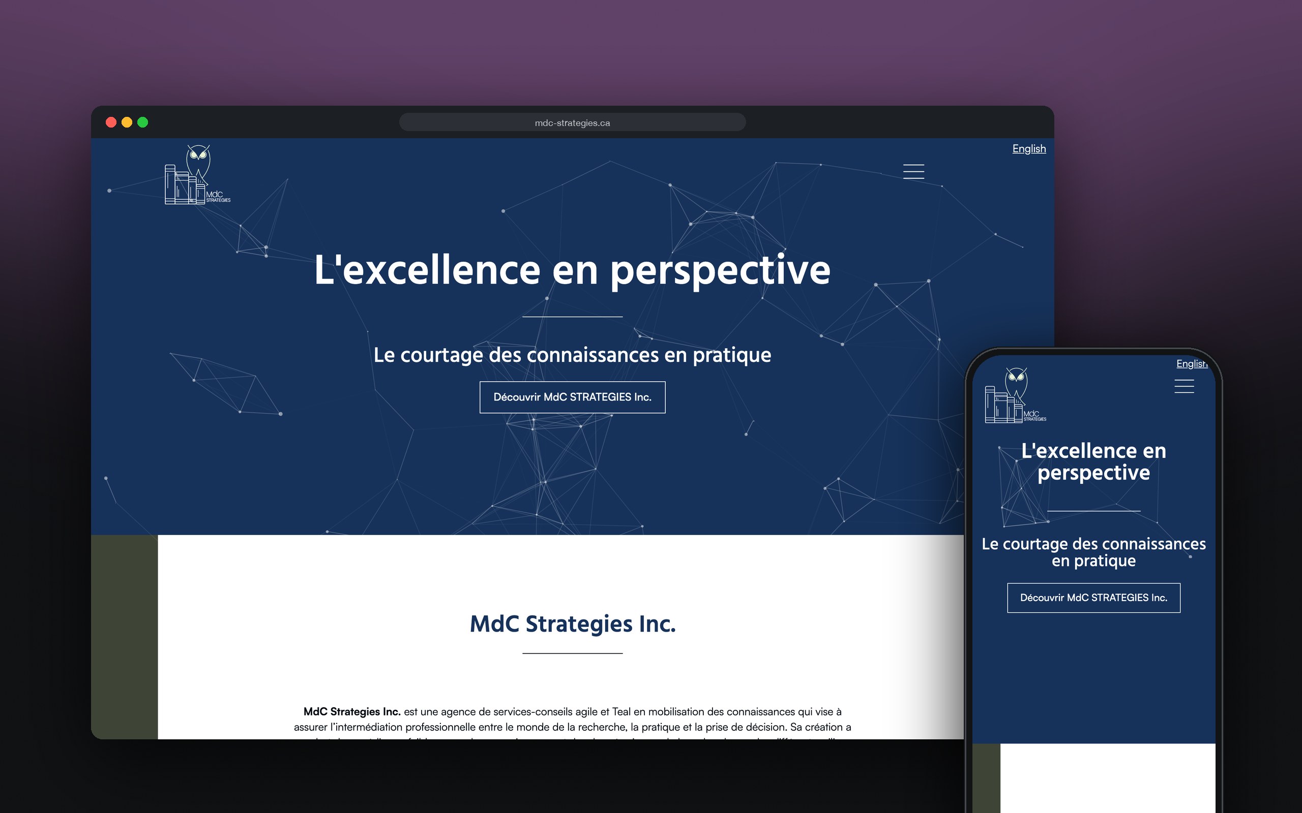 MdC Strategies : site présenté sur ordinateur et mobile