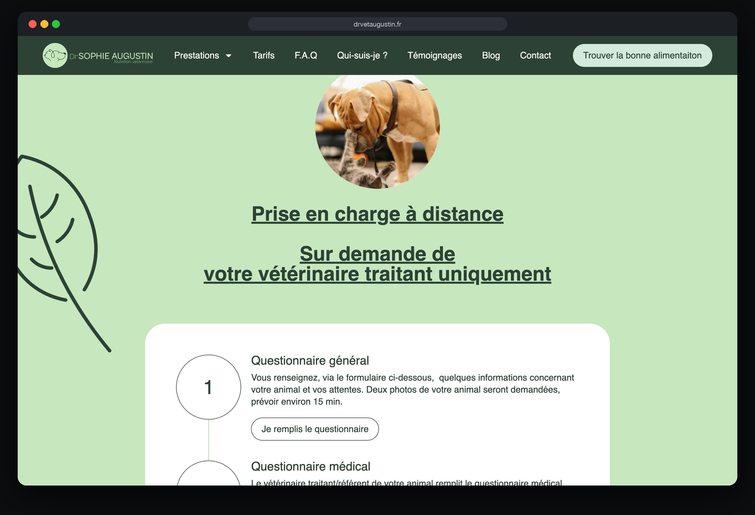 Sophie Augustin : une section de la page d’accueil