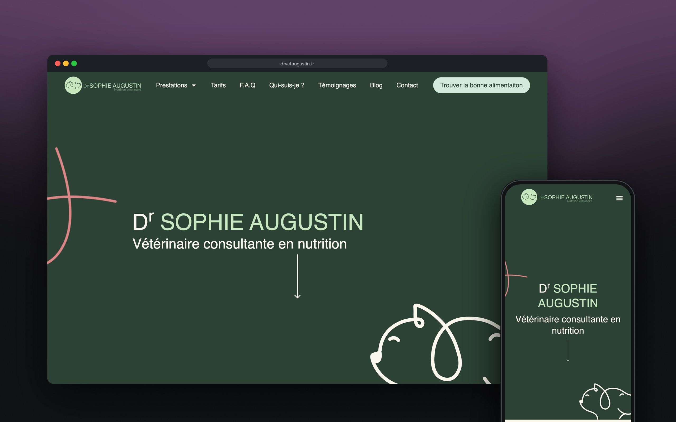 Sophie Augustin : site présenté sur ordinateur et mobile