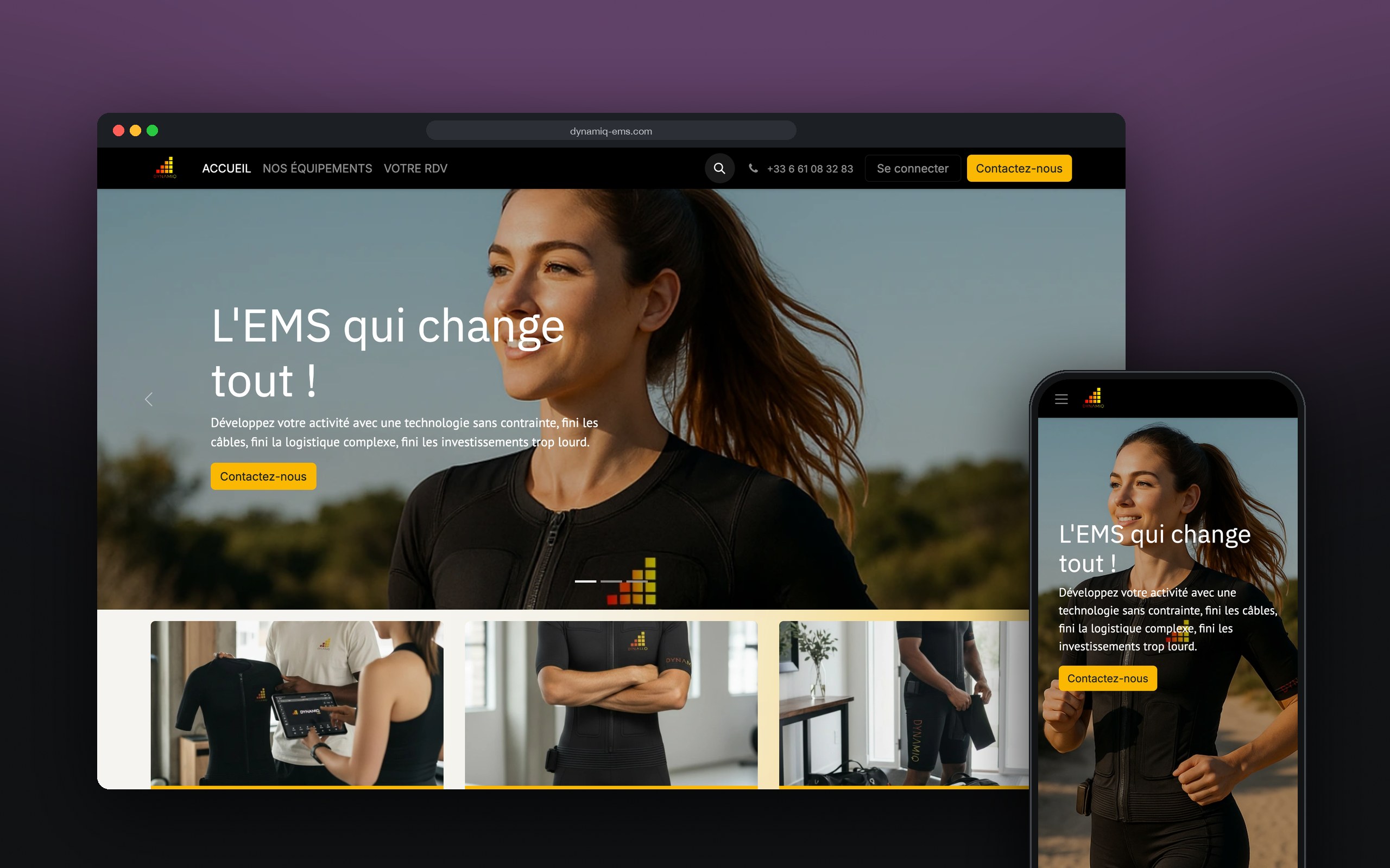 Dynamiq : site présenté sur ordinateur et mobile