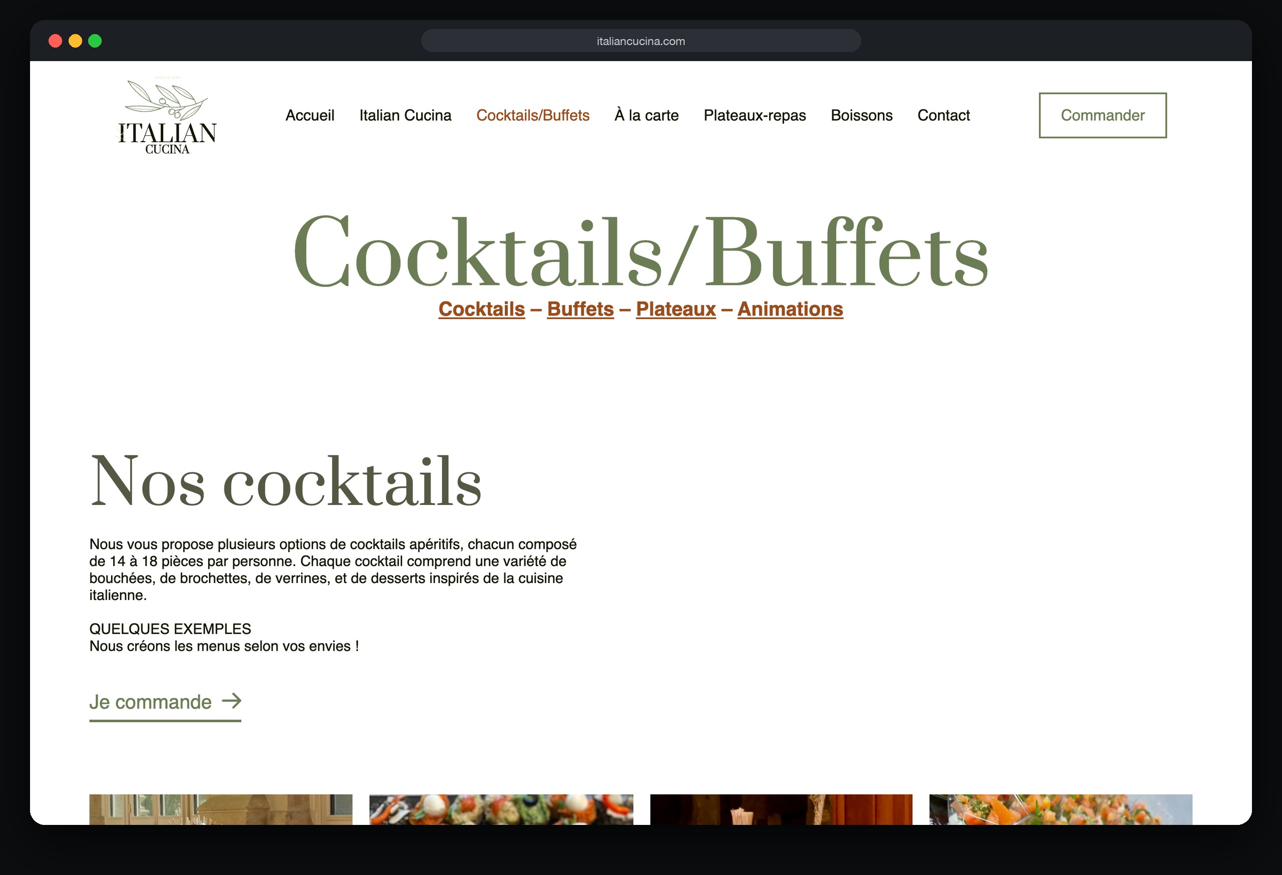Italian Cucina : page Cocktails buffets