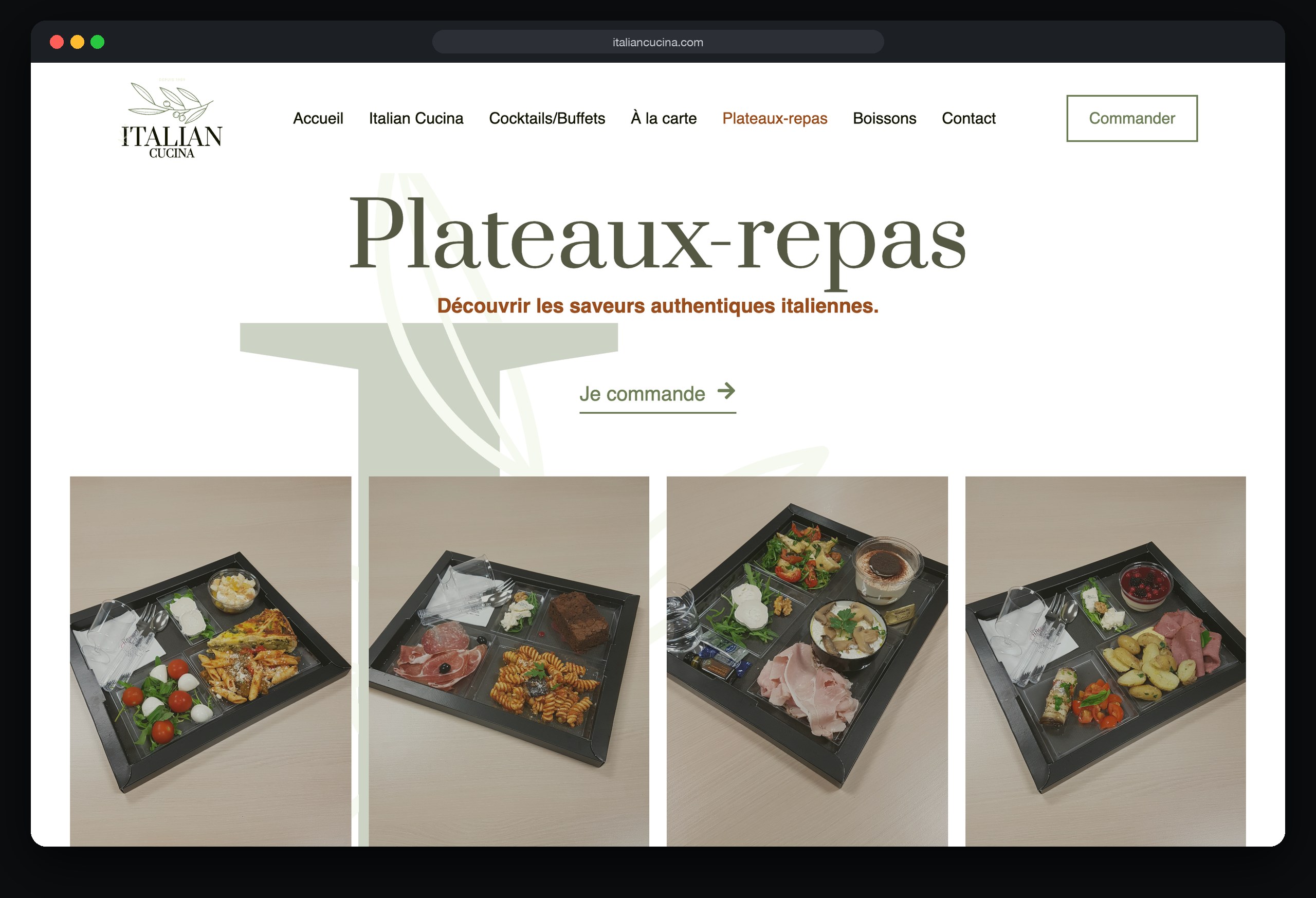 Italian Cucina : page Plateaux repas