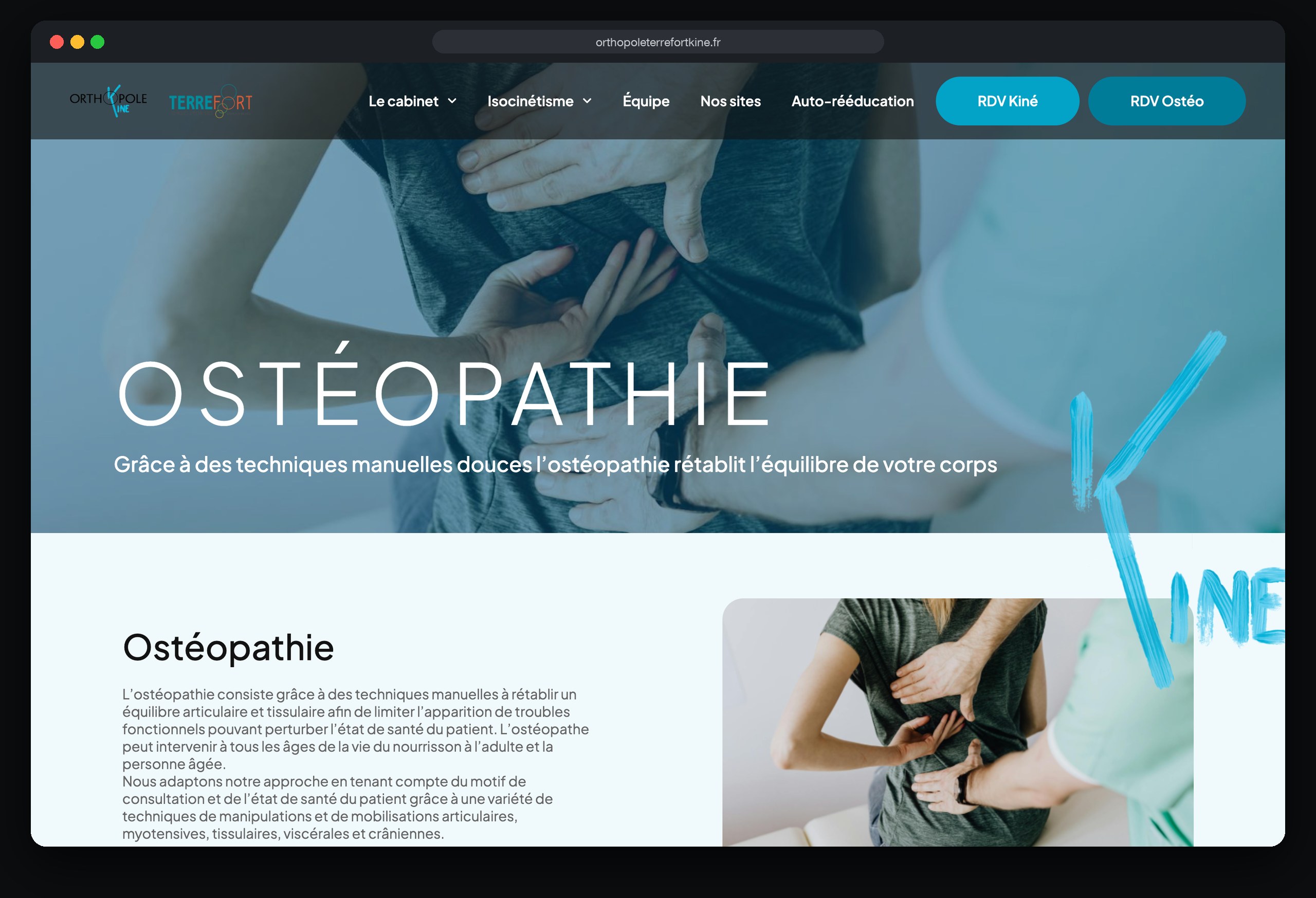 Orthopole Kiné : page Osteopathie