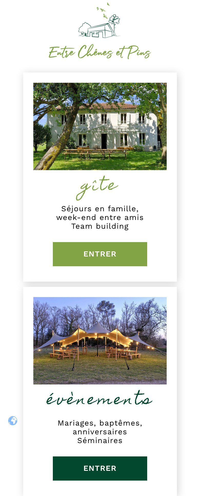 Entre Chênes et Pins : version mobile