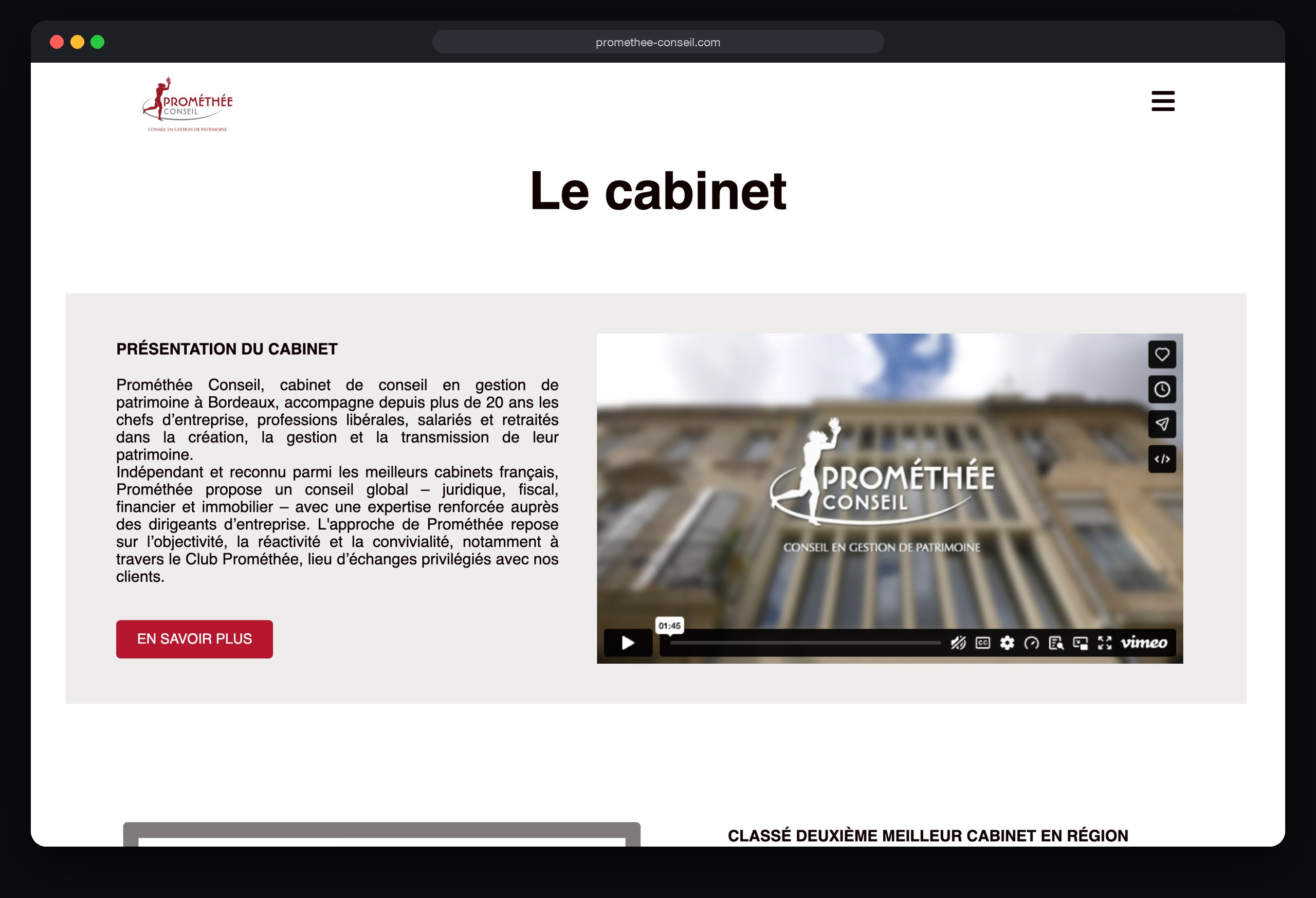 Prométhée Conseil : page Cabinet