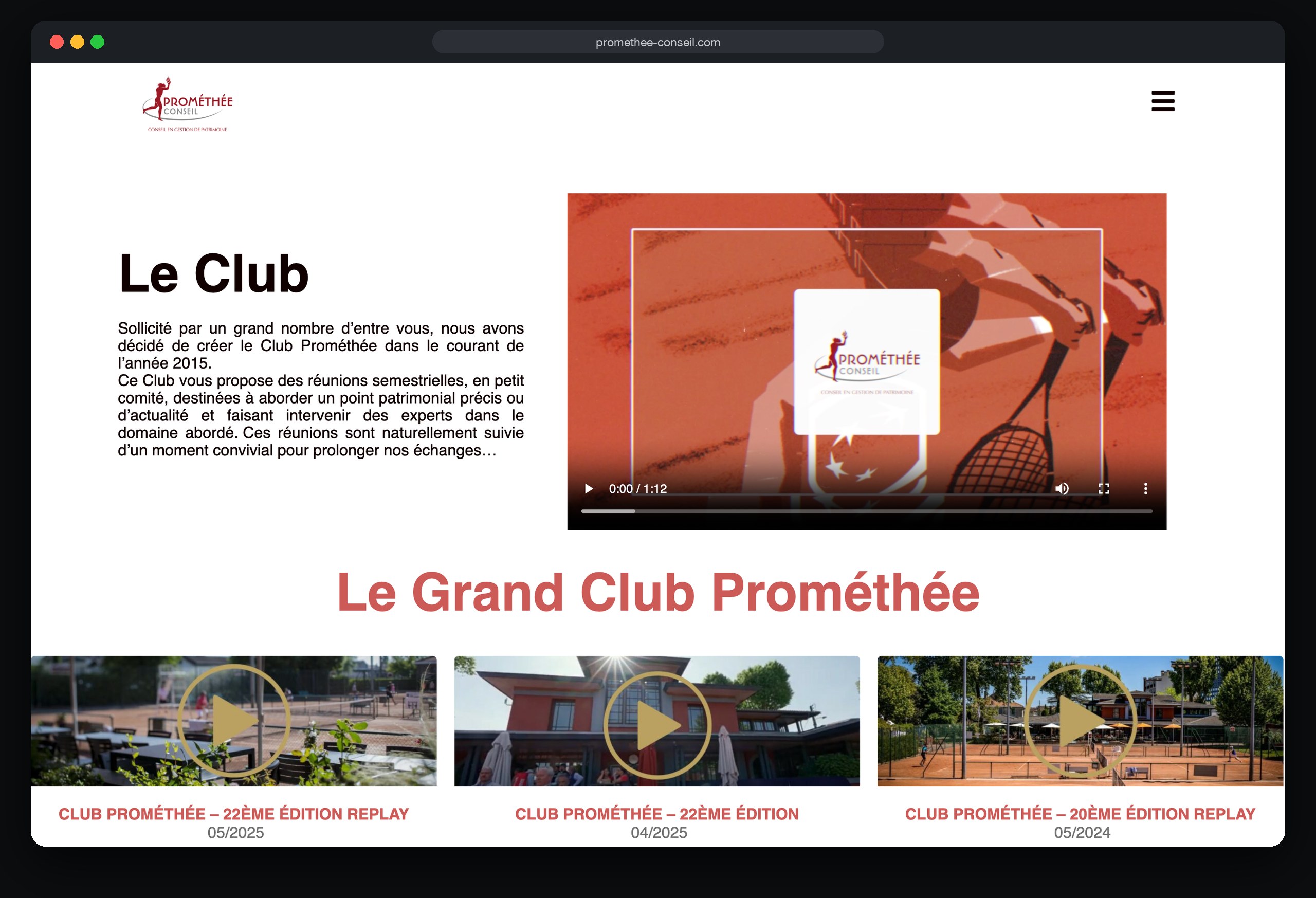 Prométhée Conseil : page Le club