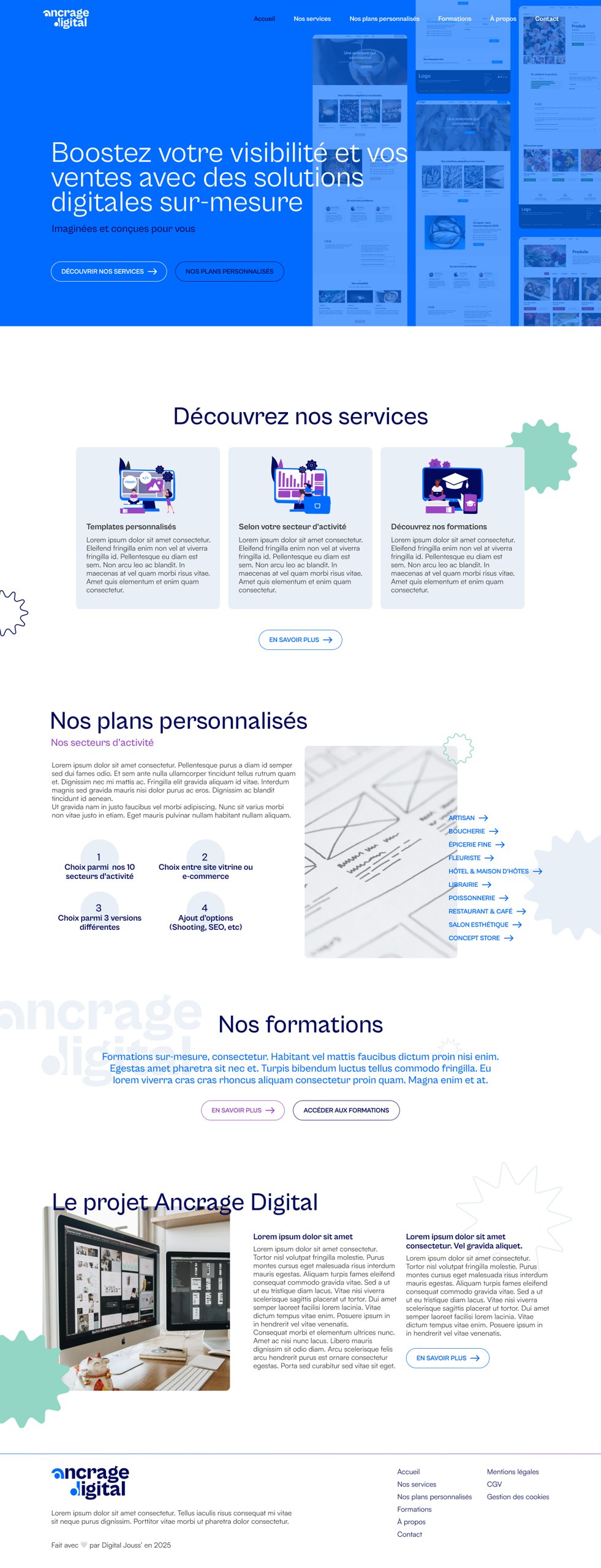 Ancrage Digital — page d'accueil : services, plans personnalisés et formations