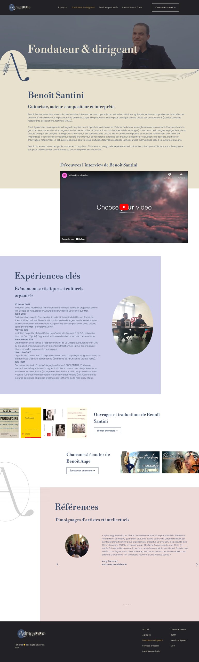 Astragamme — page du fondateur et dirigeant