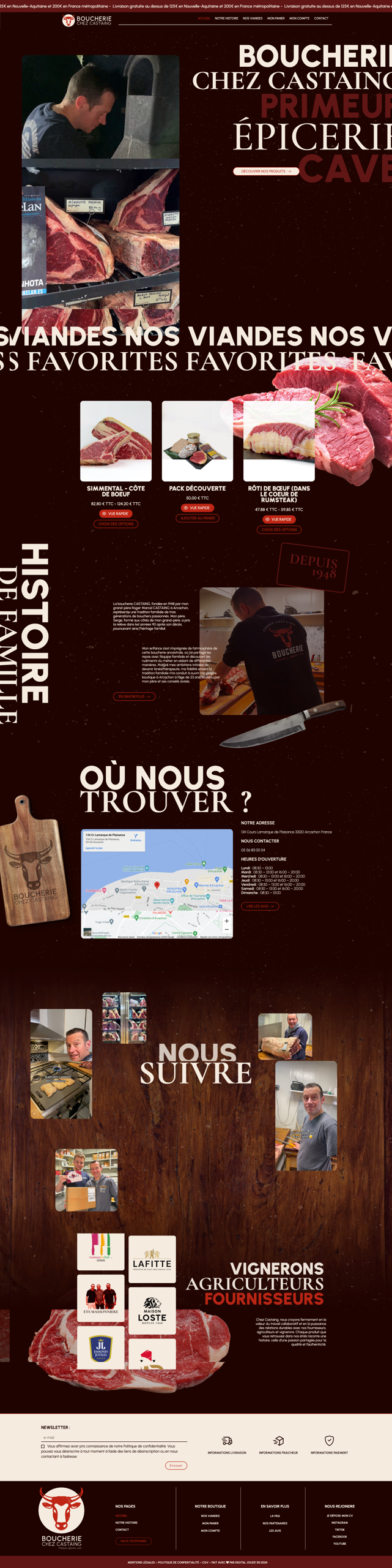 Chez Castaing — page d'accueil : viandes, histoire familiale et producteurs