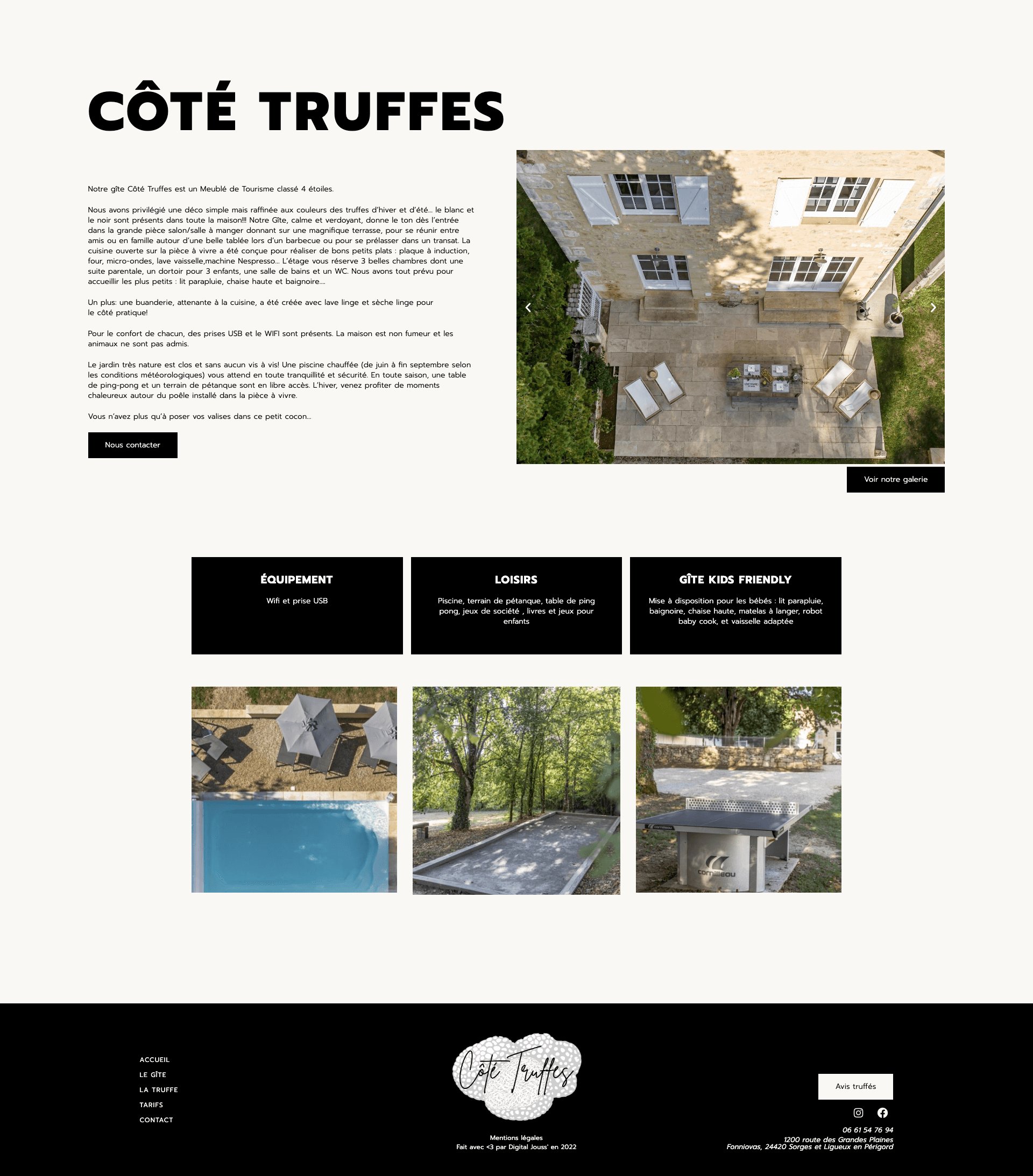 Côté Truffes — présentation du gîte et équipements