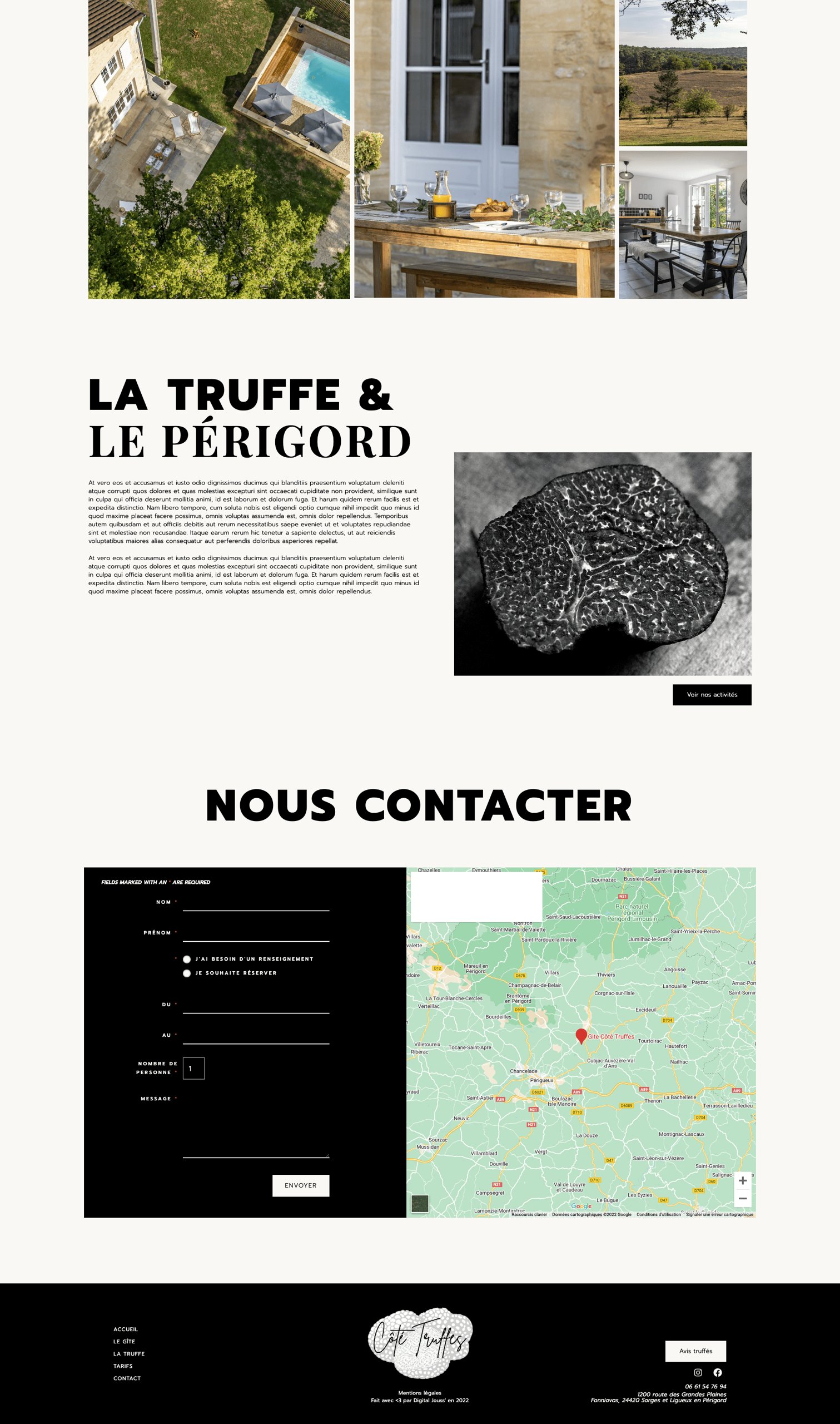 Côté Truffes — la truffe et le Périgord, formulaire de contact
