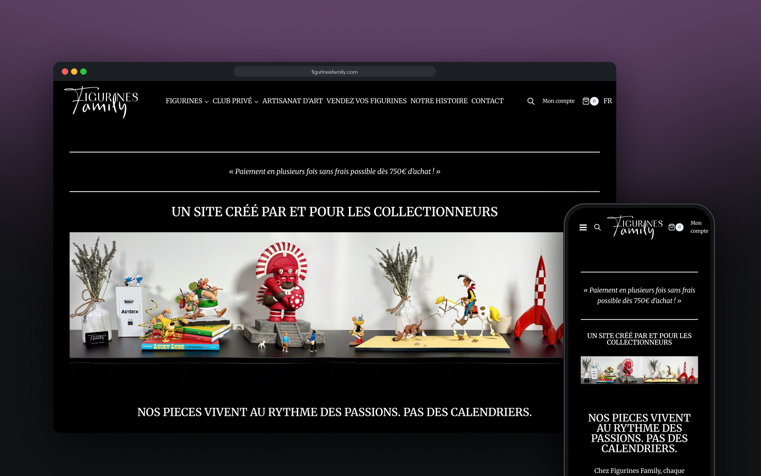 Figurines Family : site présenté sur ordinateur et mobile