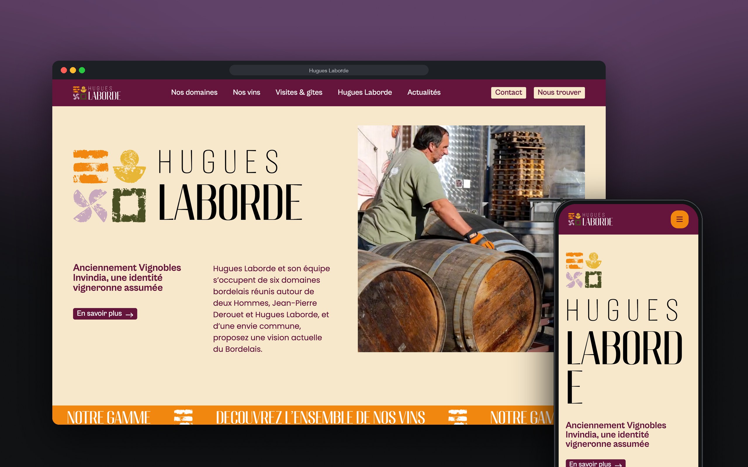 Hugues Laborde : site présenté sur ordinateur et mobile