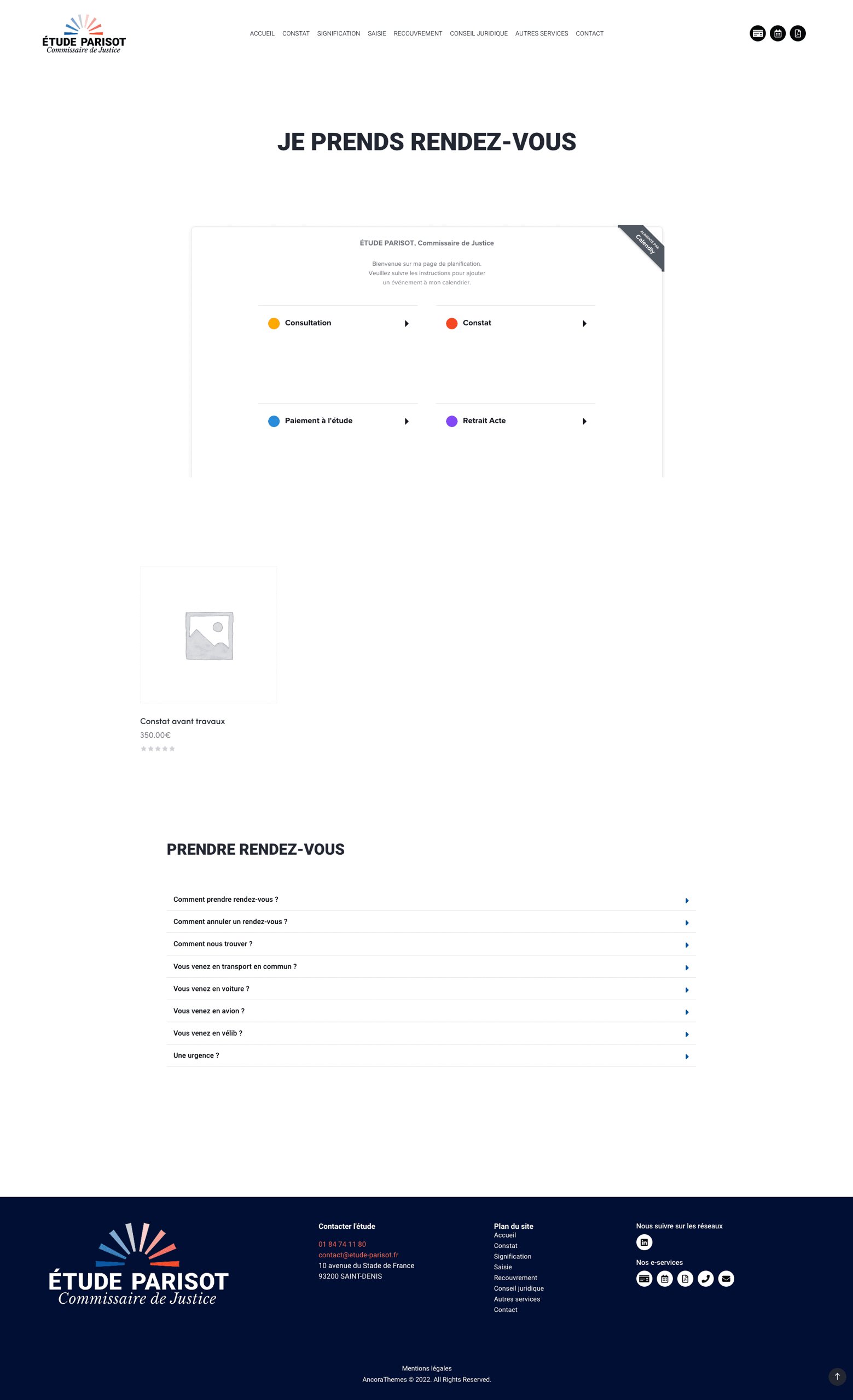 Étude Parisot — module de prise de rendez-vous en ligne