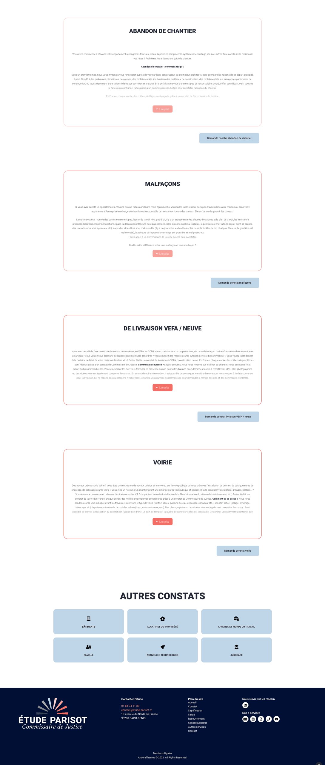 Étude Parisot — page de constats avec encarts de présentation