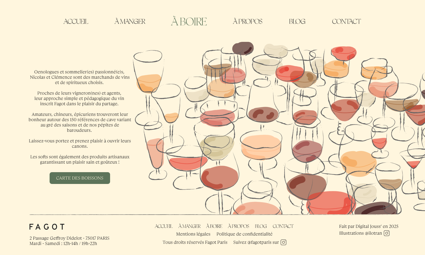 Fagot 2 Fagot — page À boire illustrée de verres de vin