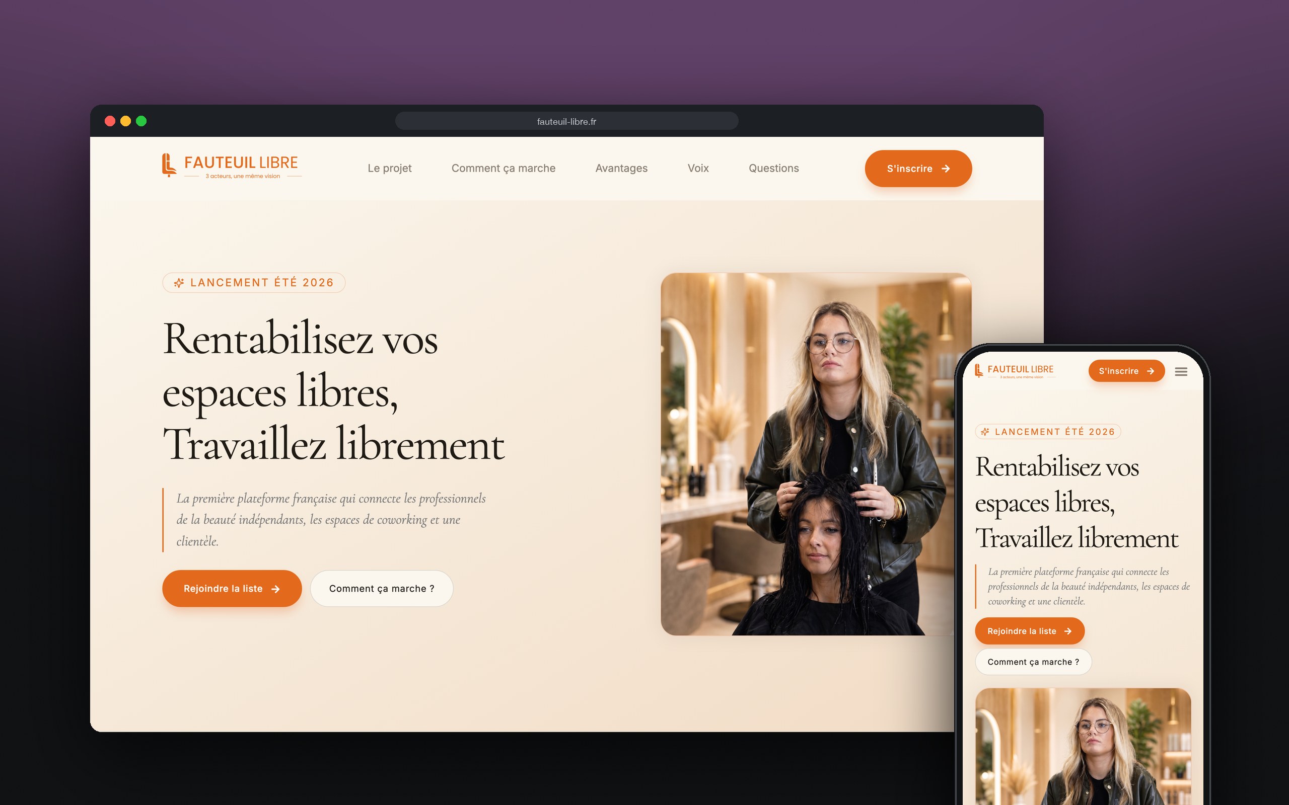 Fauteuil Libre : la plateforme présenté sur ordinateur et mobile