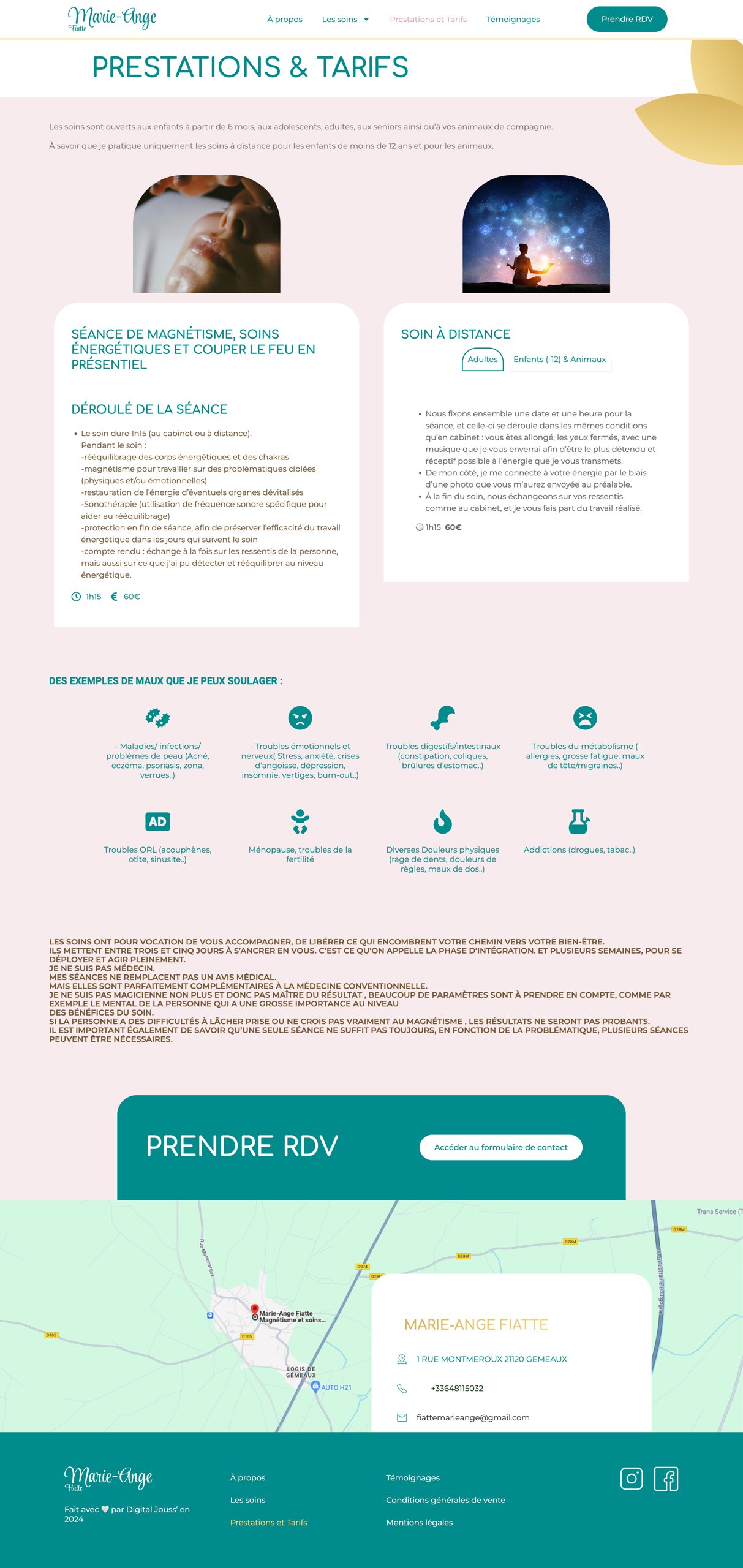 Marie-Ange Fiatte — page Prestations et tarifs
