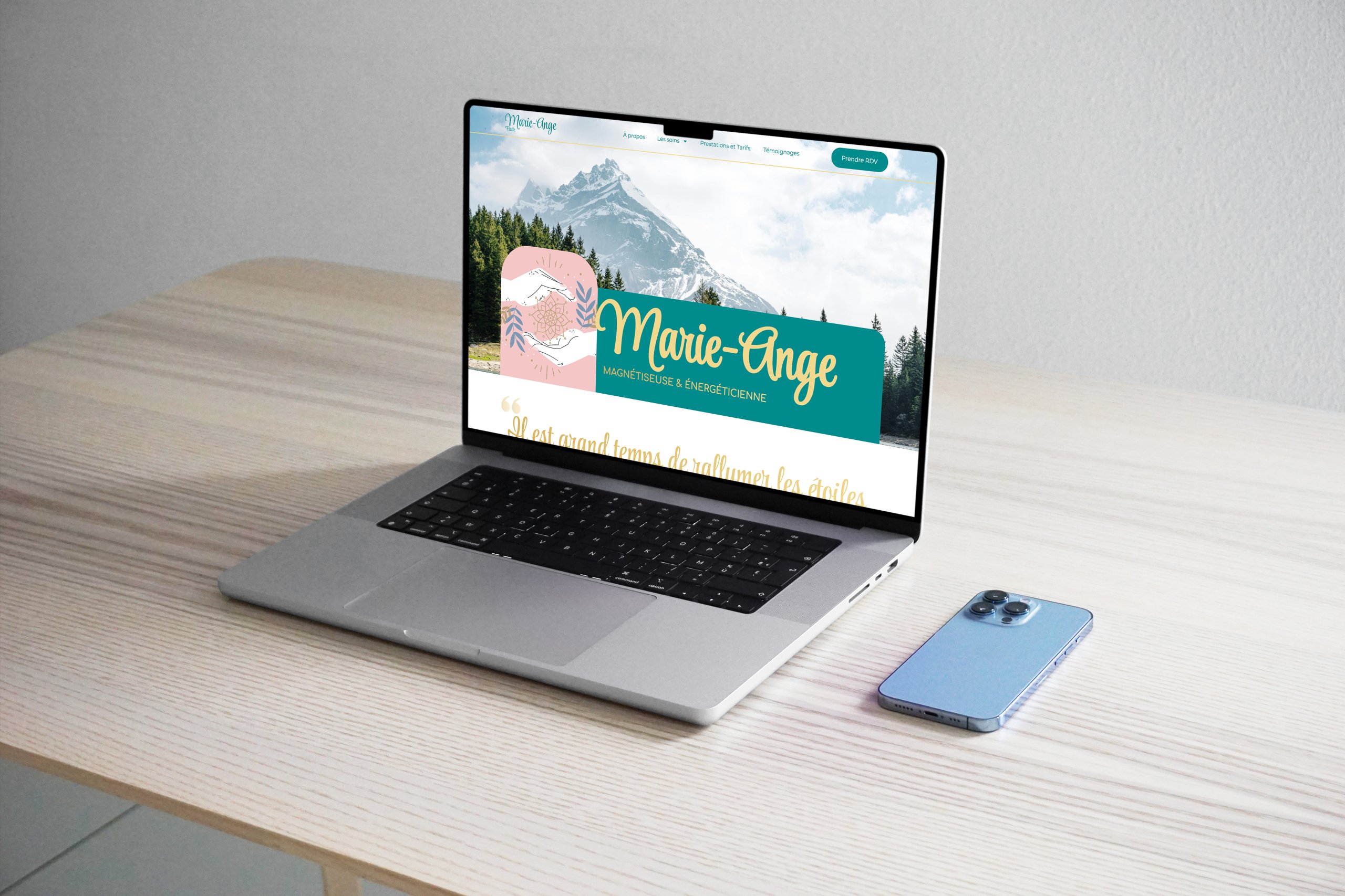 Marie-Ange Fiatte — page d'accueil du site sur un ordinateur portable
