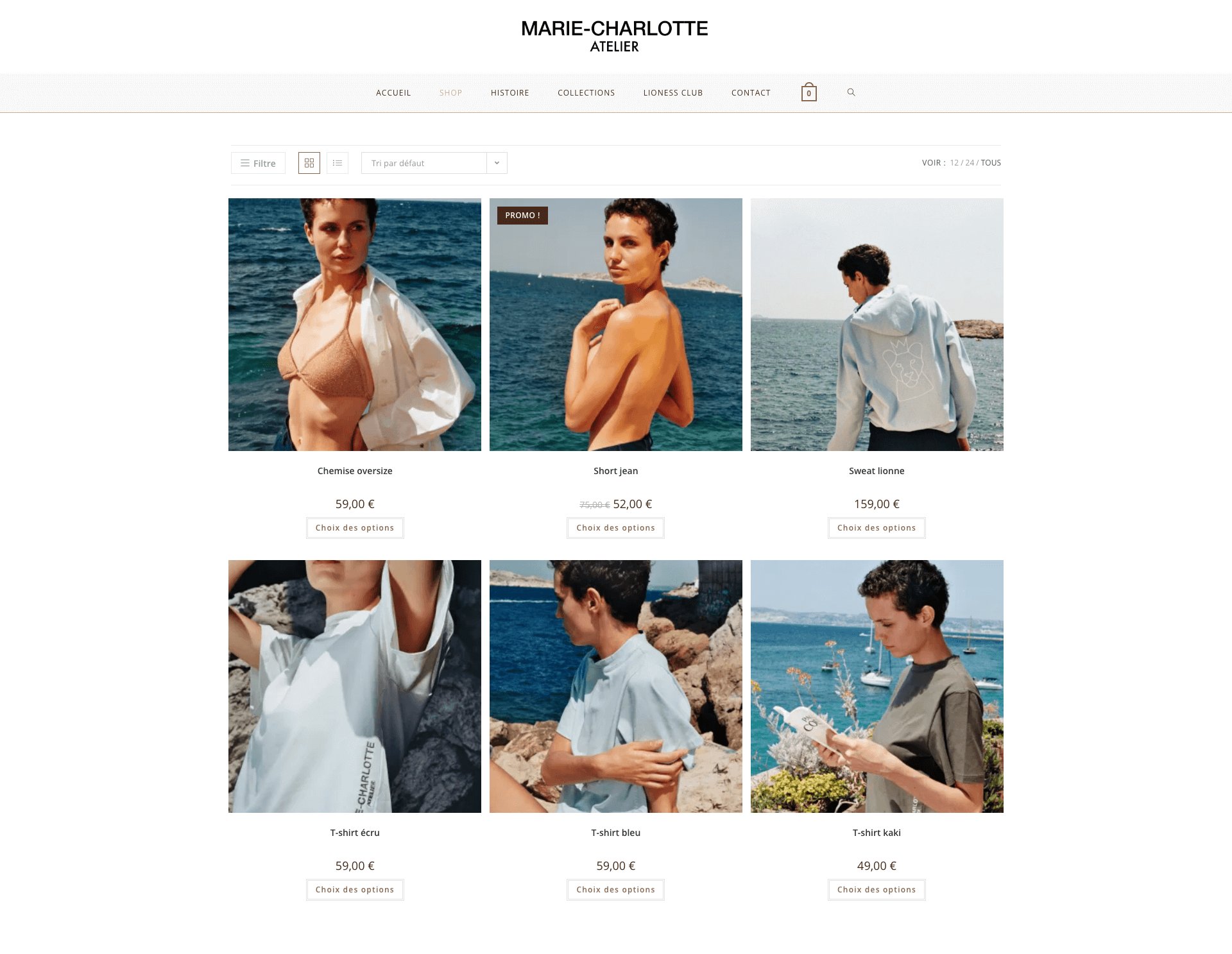 Marie-Charlotte Atelier — boutique en grille de produits