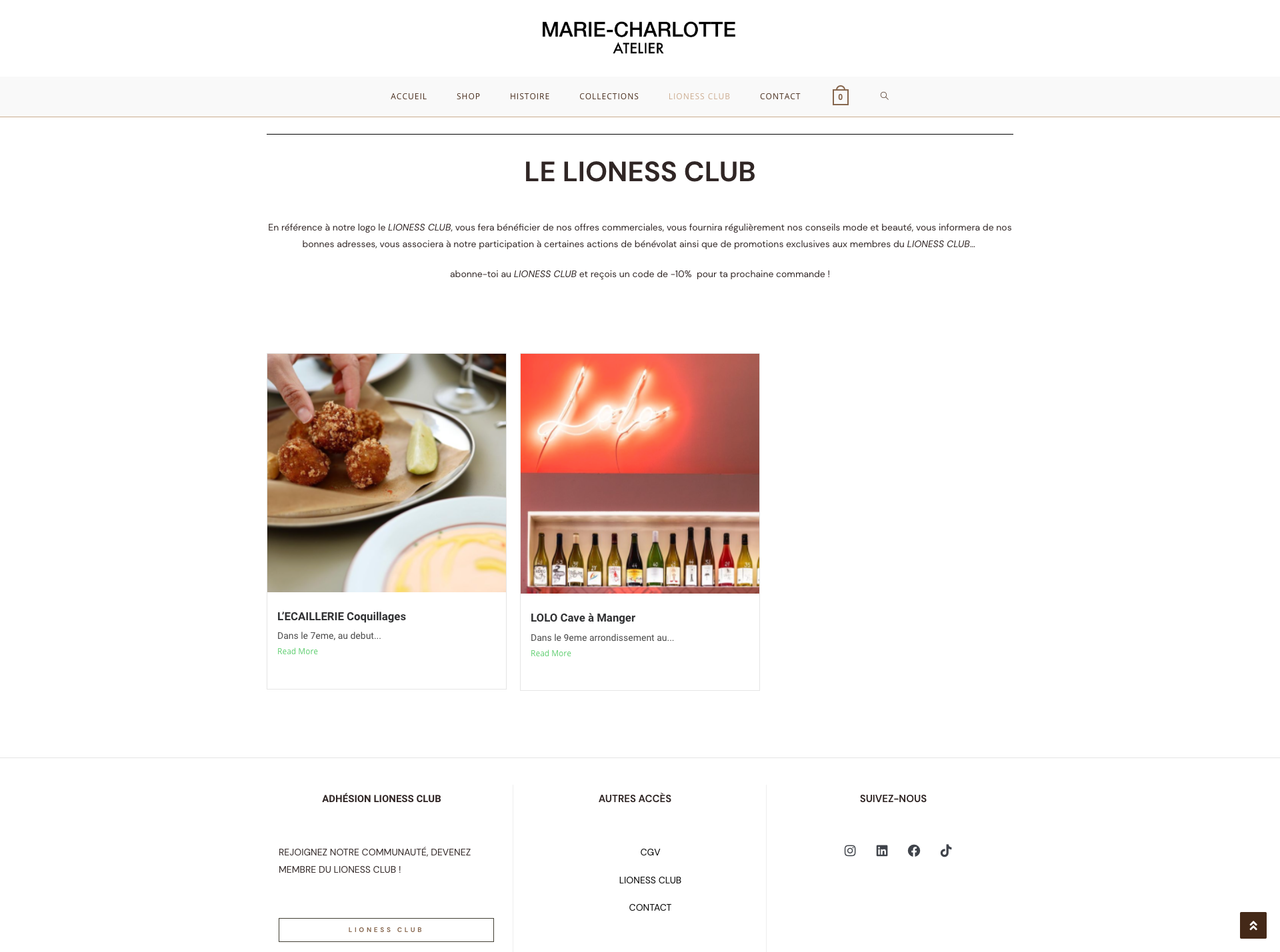 Marie-Charlotte Atelier — page Lioness Club