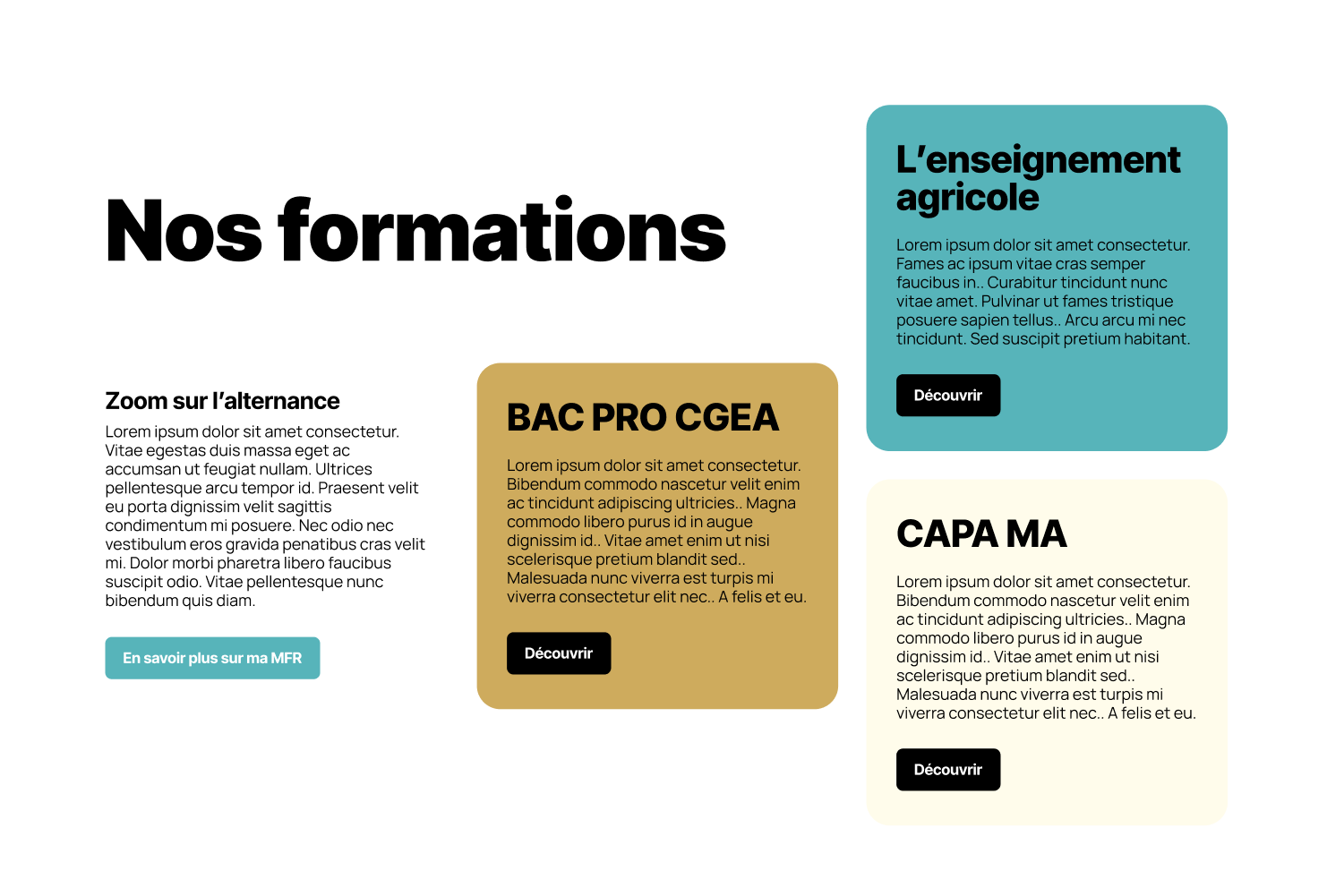 MFR de Mtsamboro — section Nos formations
