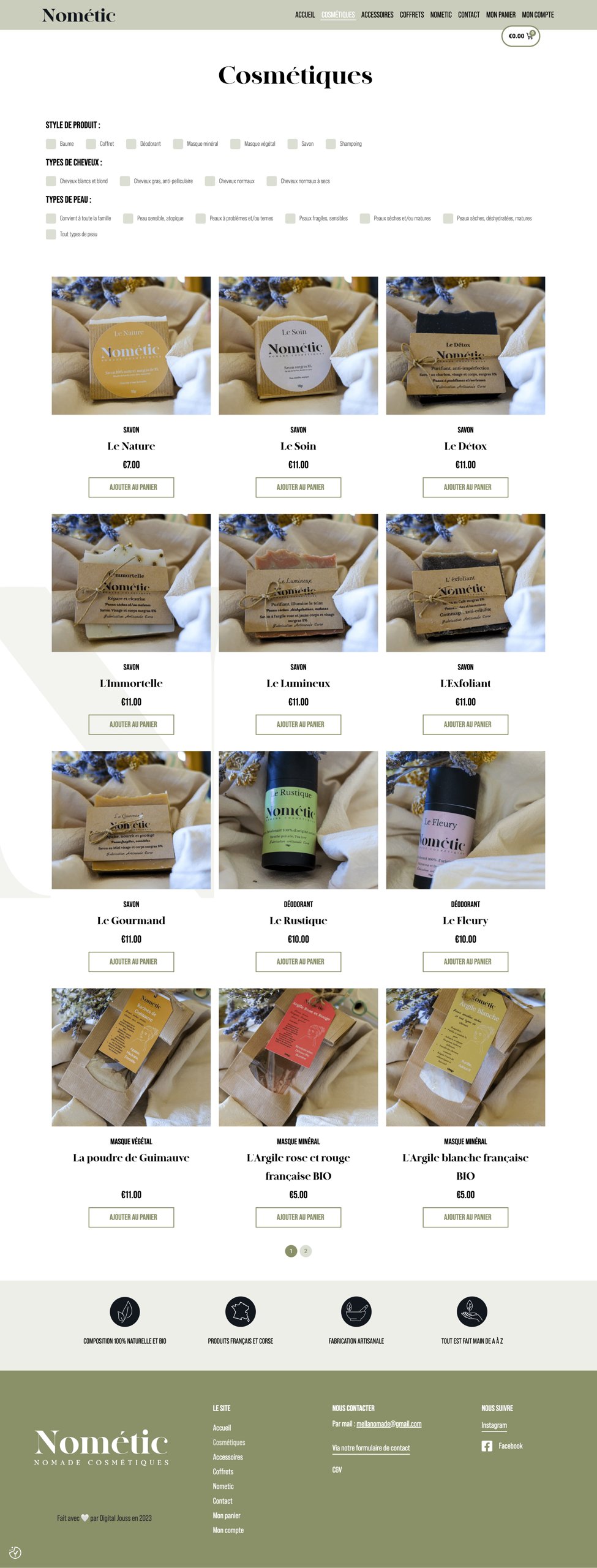 Nométic — catalogue des cosmétiques de la boutique en ligne